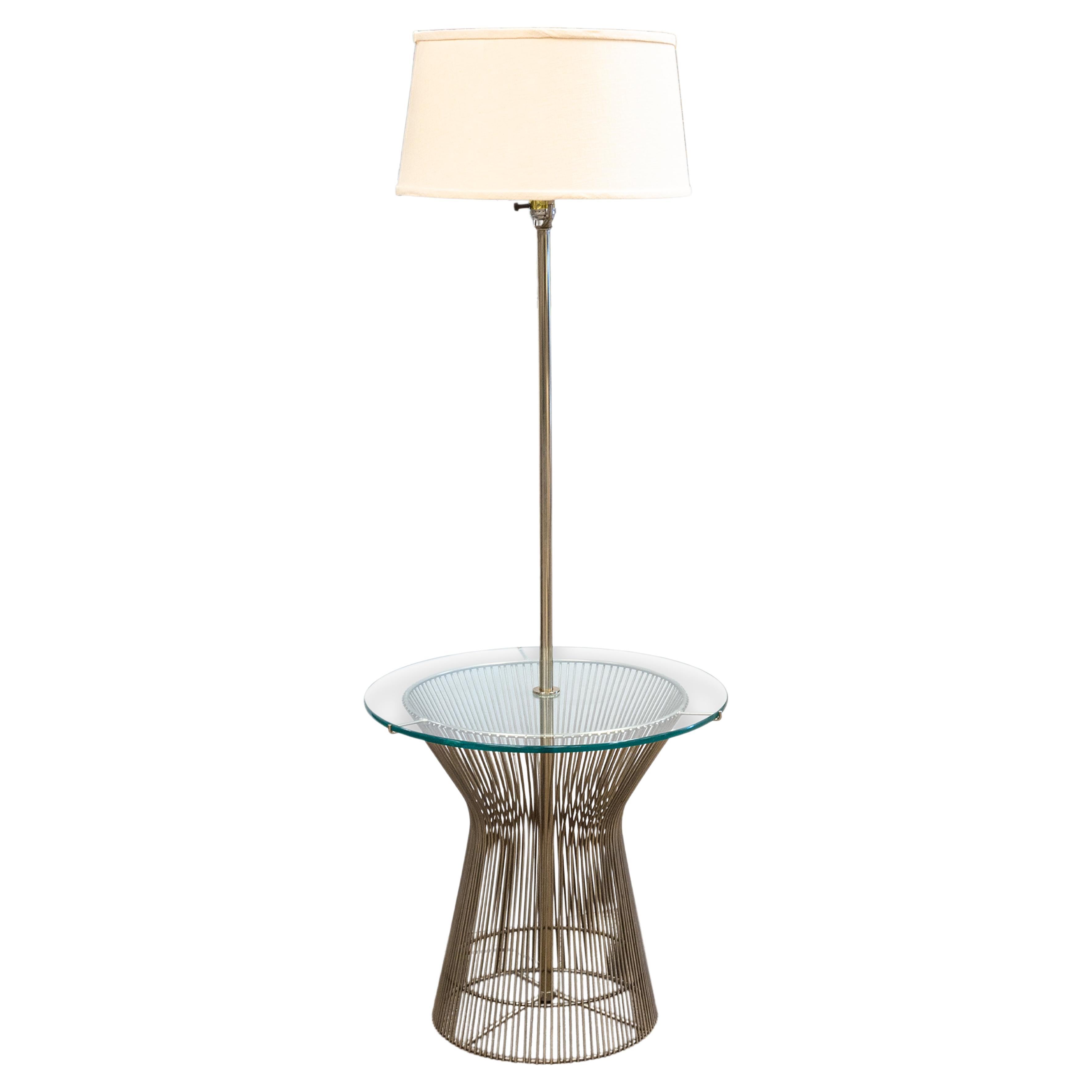 Warren Platner Style Metal and Glass Mid Century Floor Table Lamp For Sale