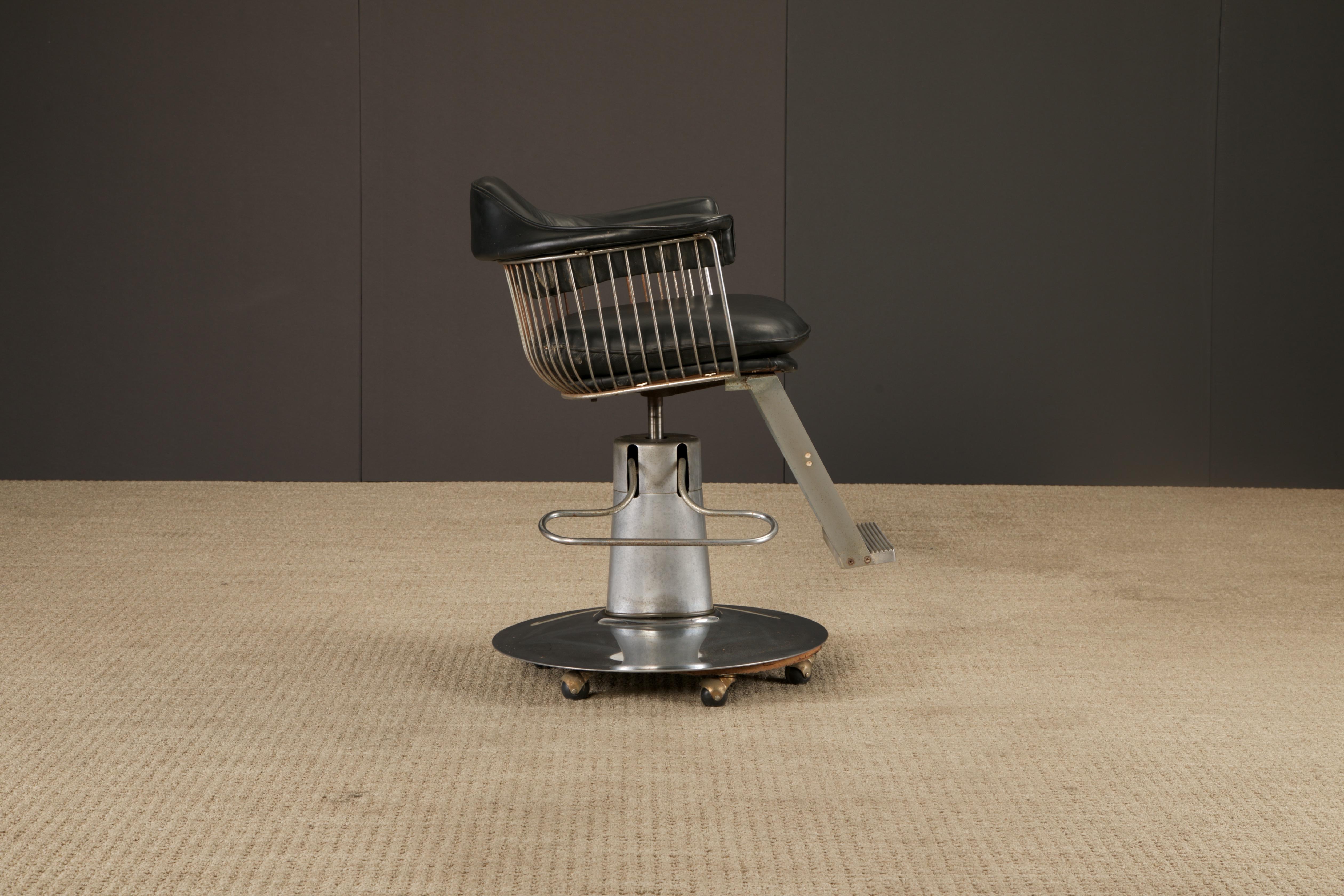 Warren Platner Style Salon-Barhocker auf hydraulischem Fuß mit Rollen, 1960er Jahre im Angebot 3