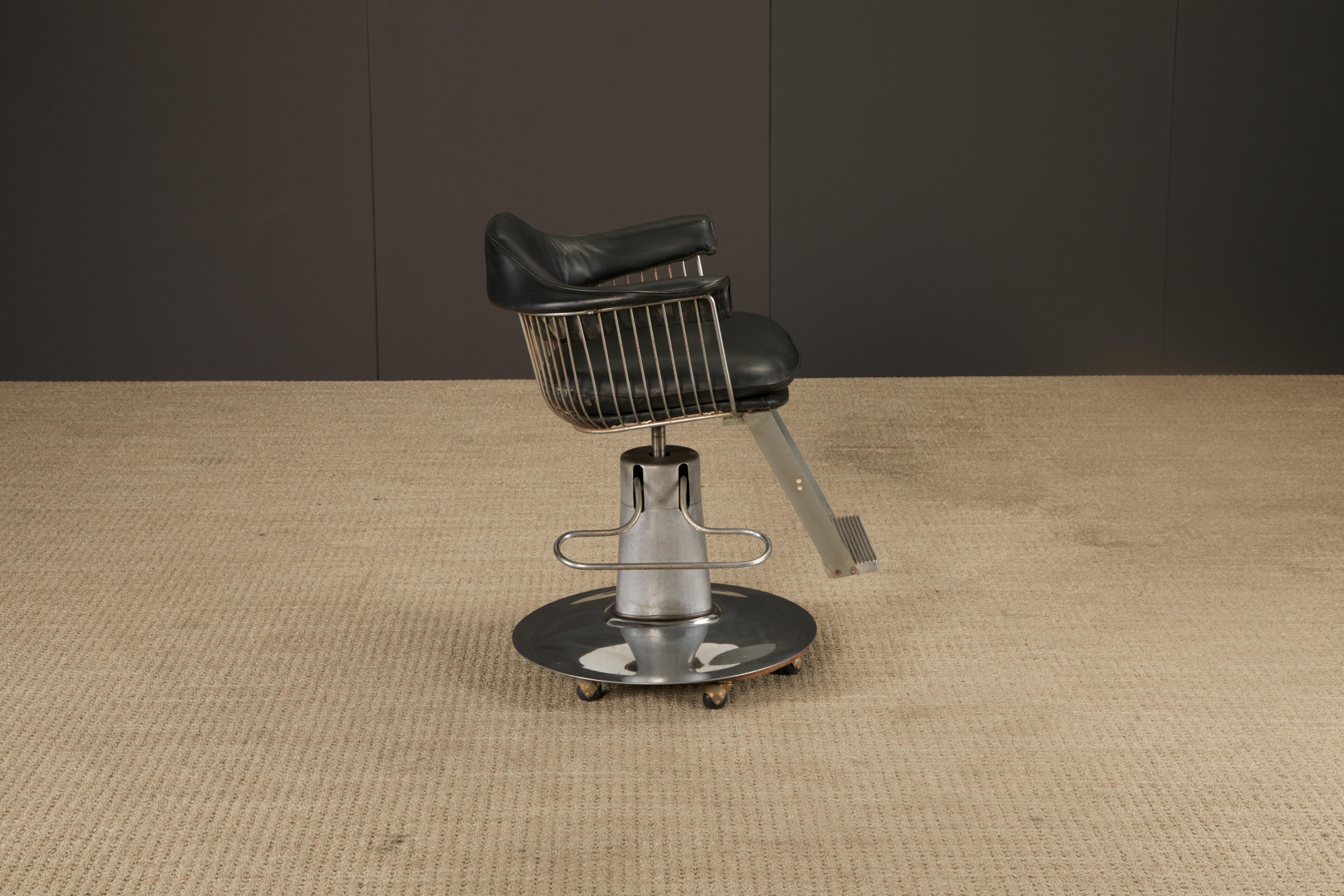 Warren Platner Style Salon-Barhocker auf hydraulischem Fuß mit Rollen, 1960er Jahre im Angebot 4