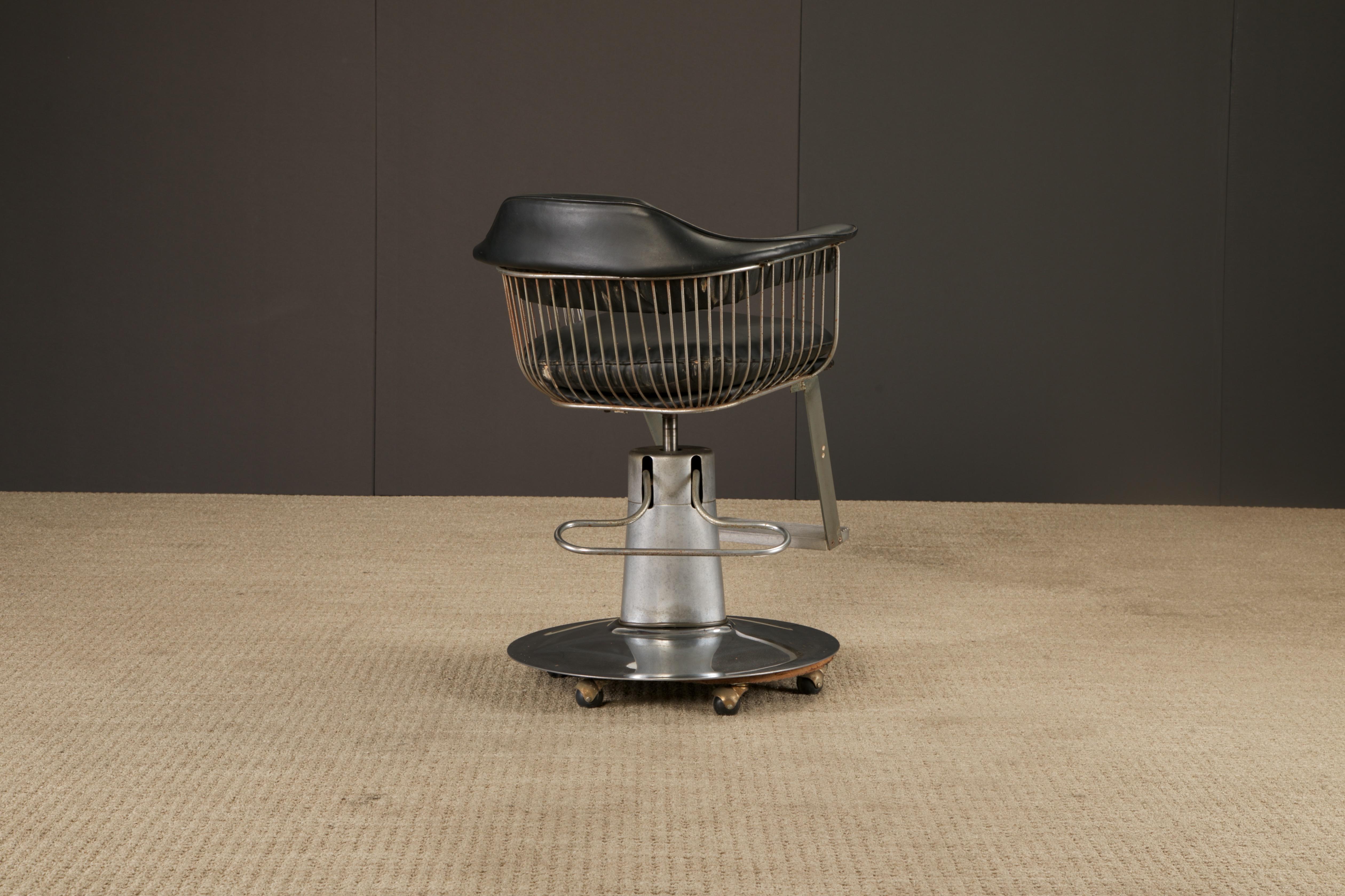 Warren Platner Style Salon-Barhocker auf hydraulischem Fuß mit Rollen, 1960er Jahre im Angebot 6
