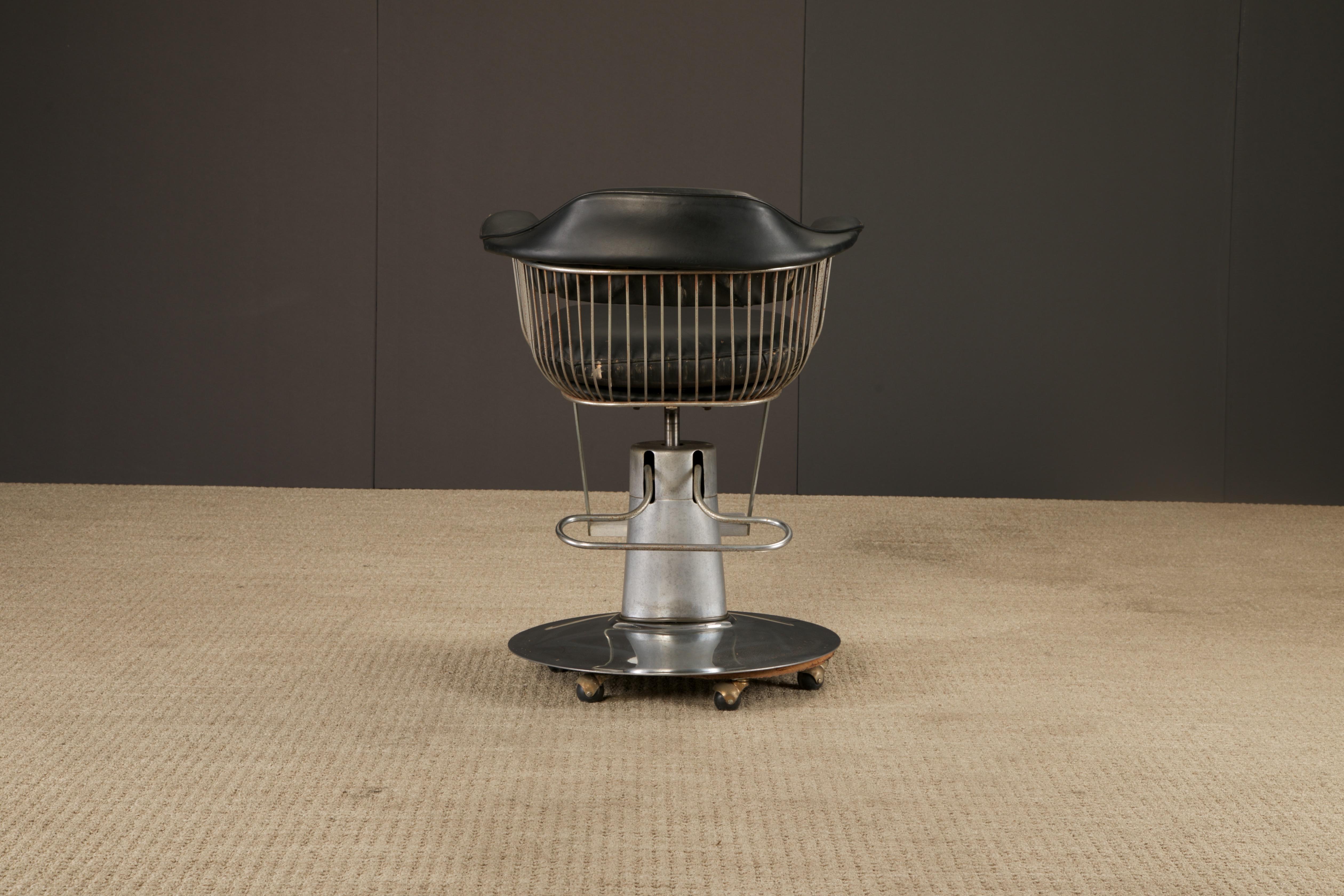 Warren Platner Style Salon-Barhocker auf hydraulischem Fuß mit Rollen, 1960er Jahre im Angebot 7