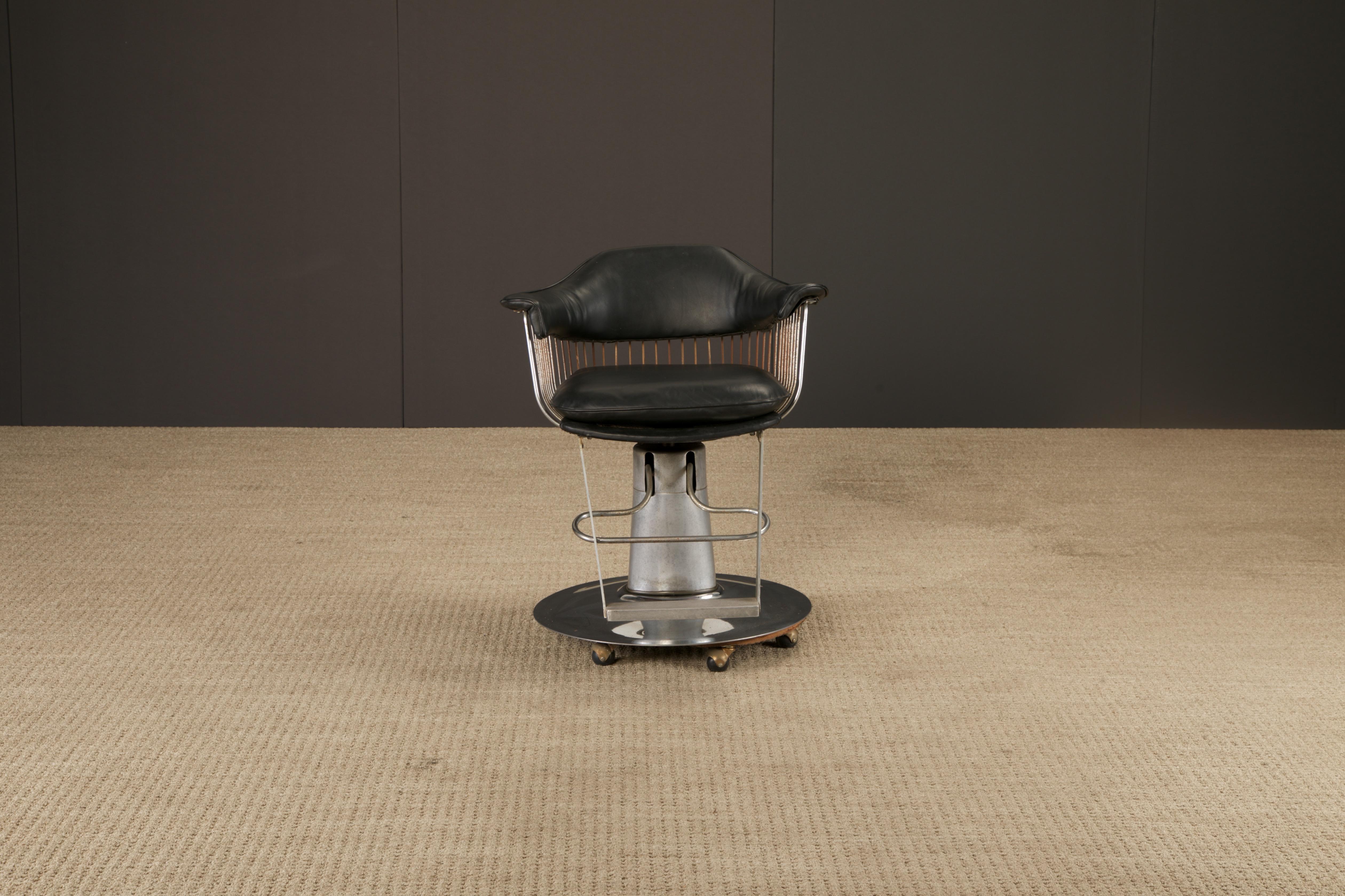 Warren Platner Style Salon-Barhocker auf hydraulischem Fuß mit Rollen, 1960er Jahre im Angebot 8