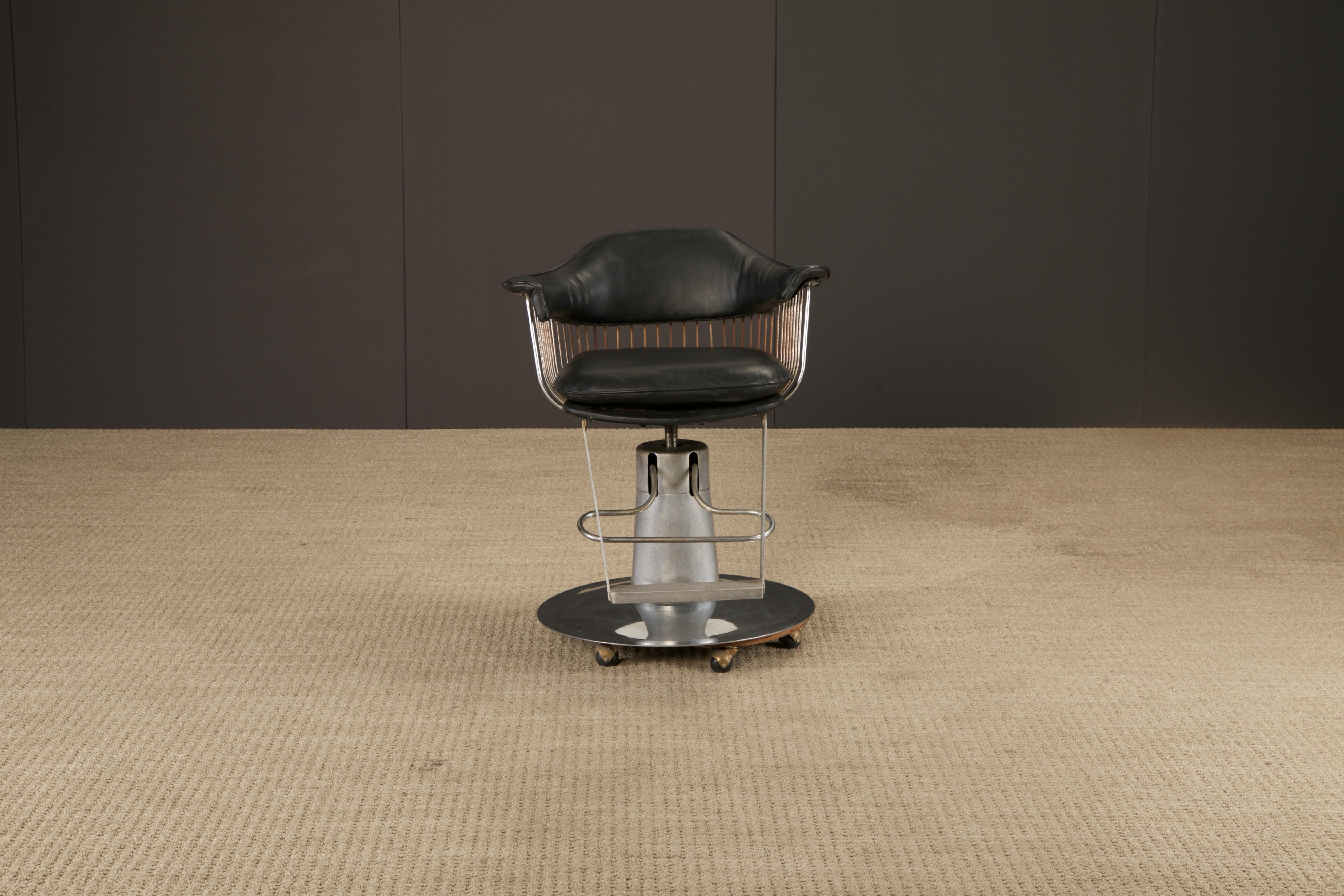 Warren Platner Style Salon-Barhocker auf hydraulischem Fuß mit Rollen, 1960er Jahre im Angebot 9