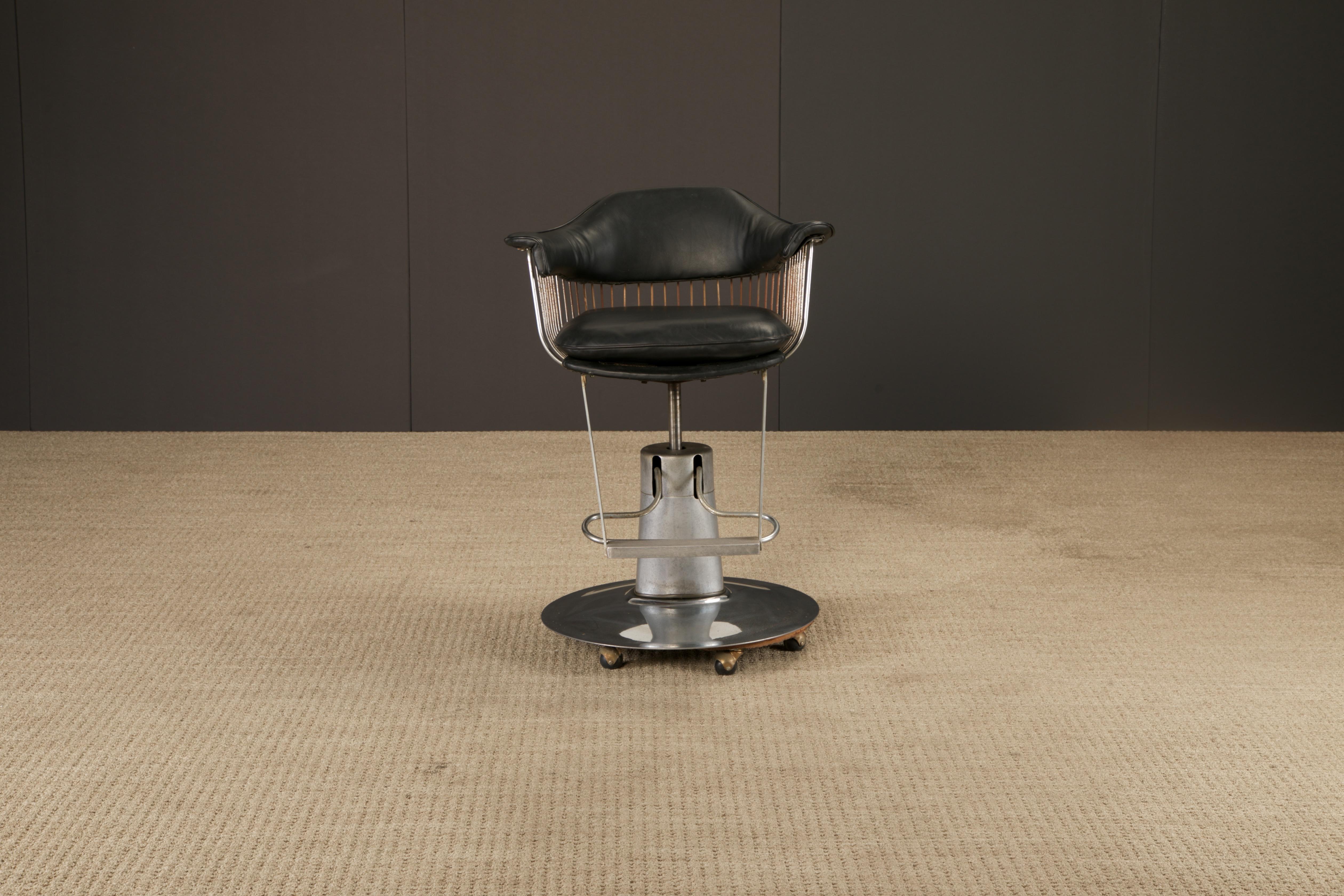 Warren Platner Style Salon-Barhocker auf hydraulischem Fuß mit Rollen, 1960er Jahre im Angebot 10