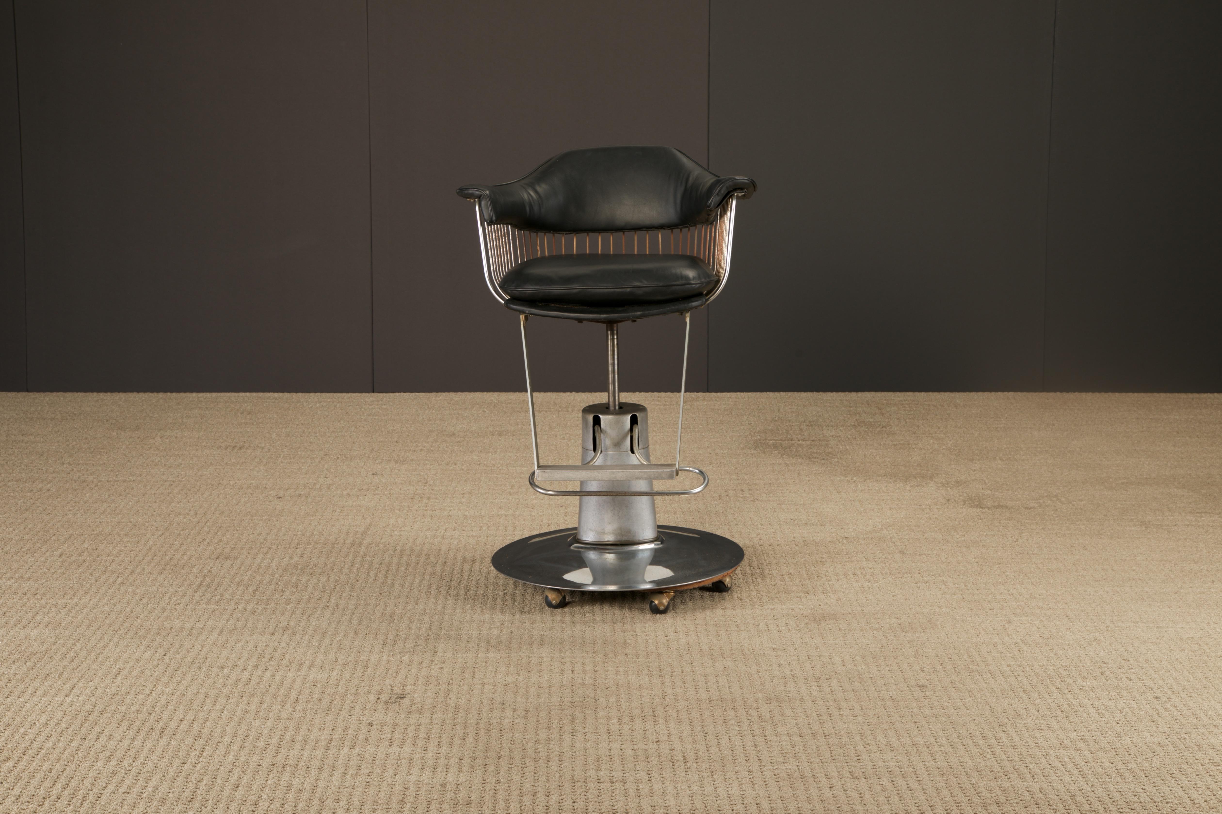 Warren Platner Style Salon-Barhocker auf hydraulischem Fuß mit Rollen, 1960er Jahre im Angebot 11