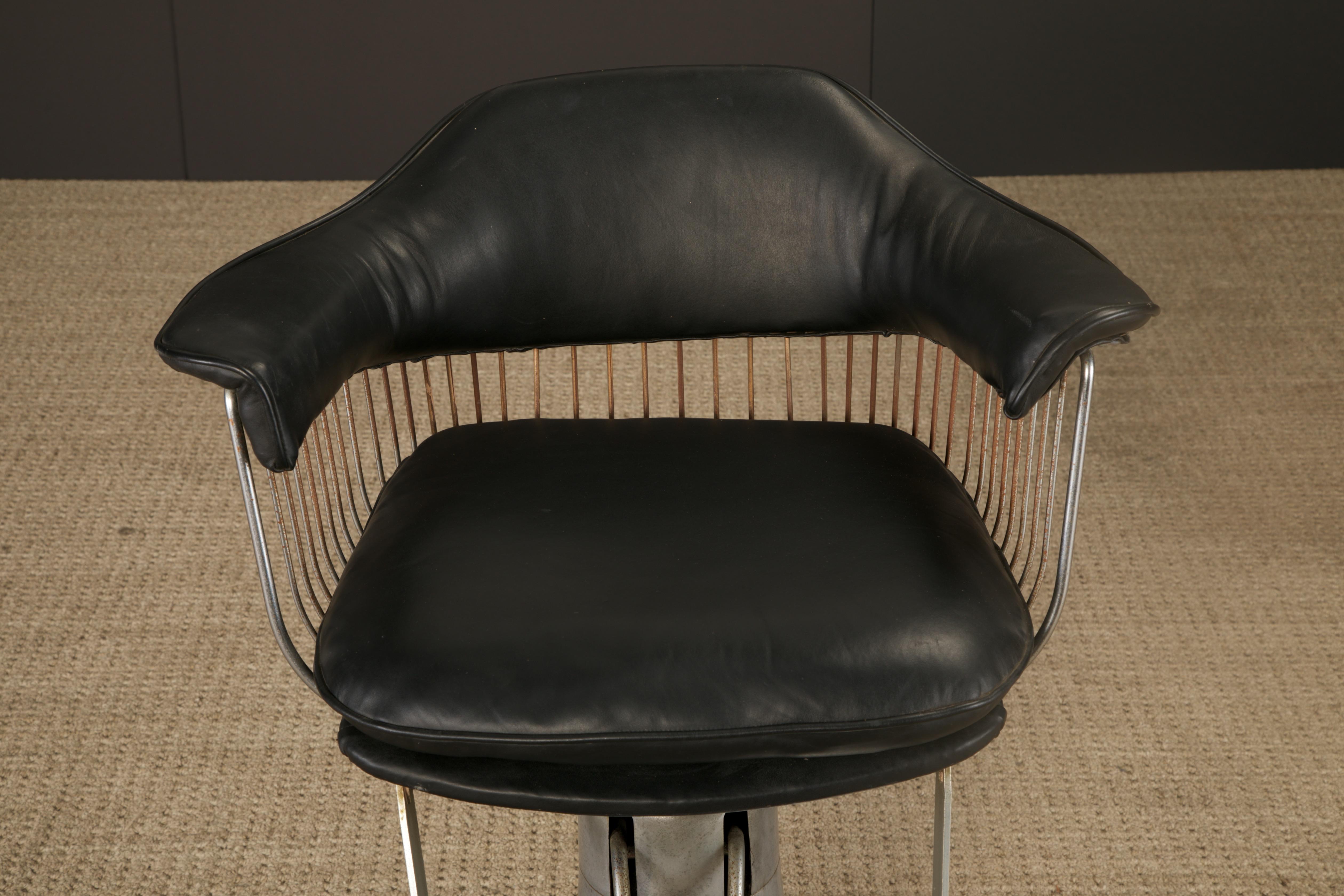 Warren Platner Style Salon-Barhocker auf hydraulischem Fuß mit Rollen, 1960er Jahre (amerikanisch) im Angebot
