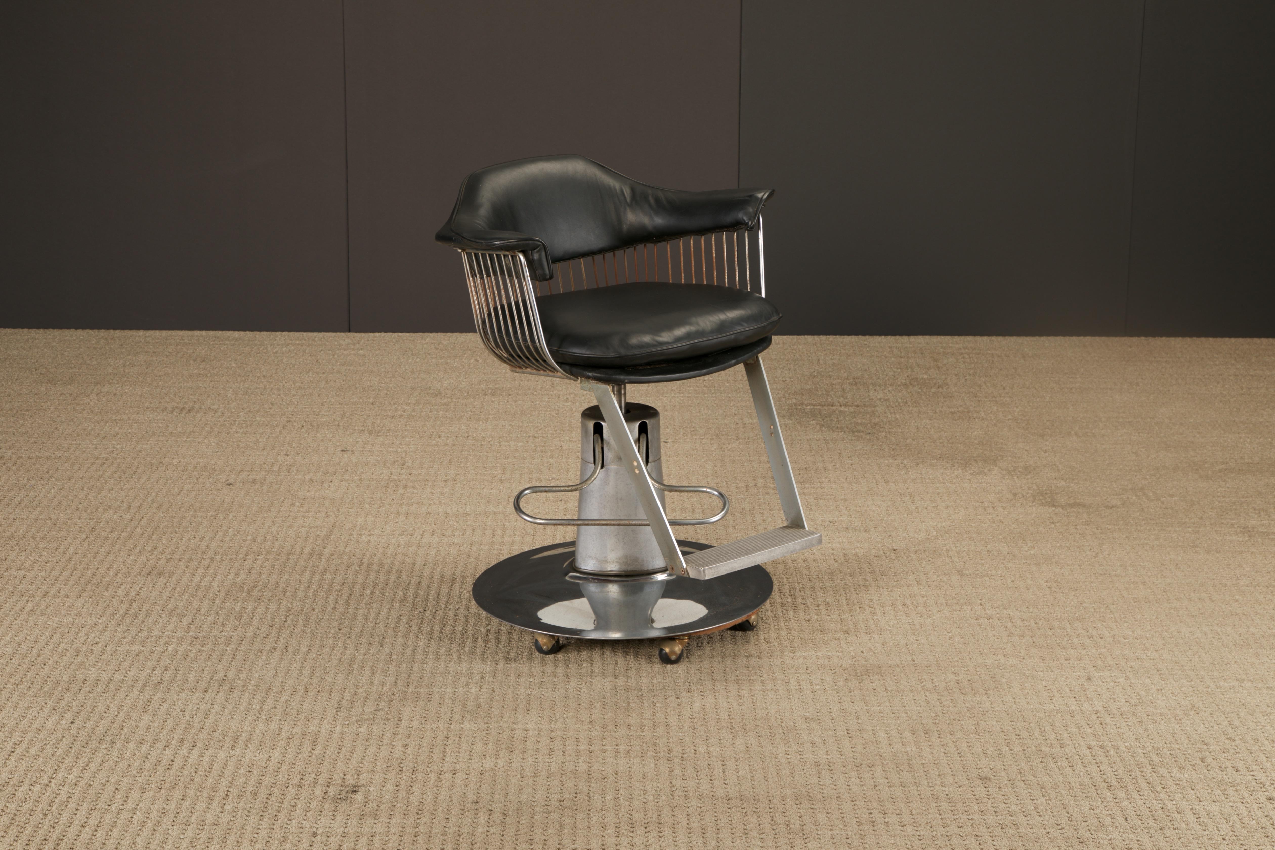 Warren Platner Style Salon-Barhocker auf hydraulischem Fuß mit Rollen, 1960er Jahre im Angebot 1