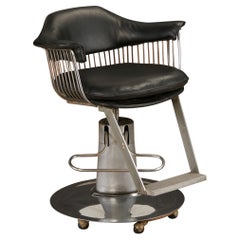 Silla taburete de salón estilo Warren Platner sobre base hidráulica con ruedas, años 60