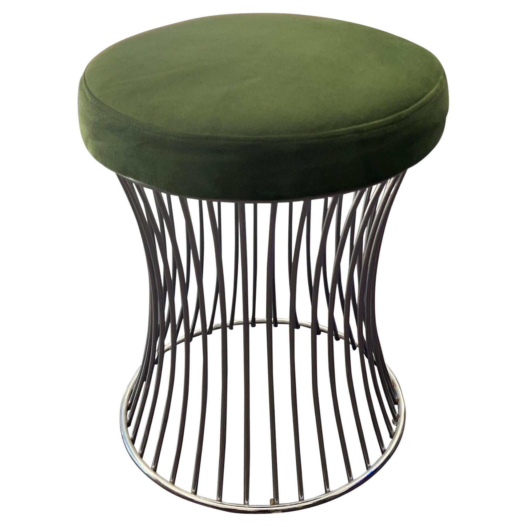 Warren Platner Style Stool Seat Chrome Bench Mid-Century Modern