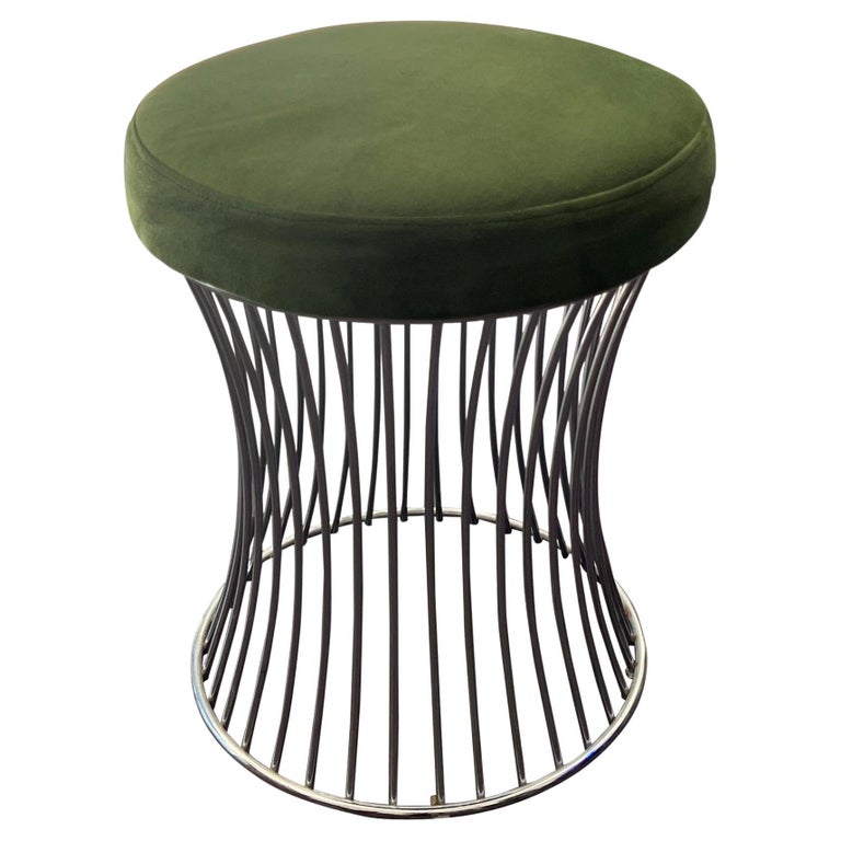 Warren Platner Style Stool Seat Chrome Bench MidCentury Modern at 1stDibs