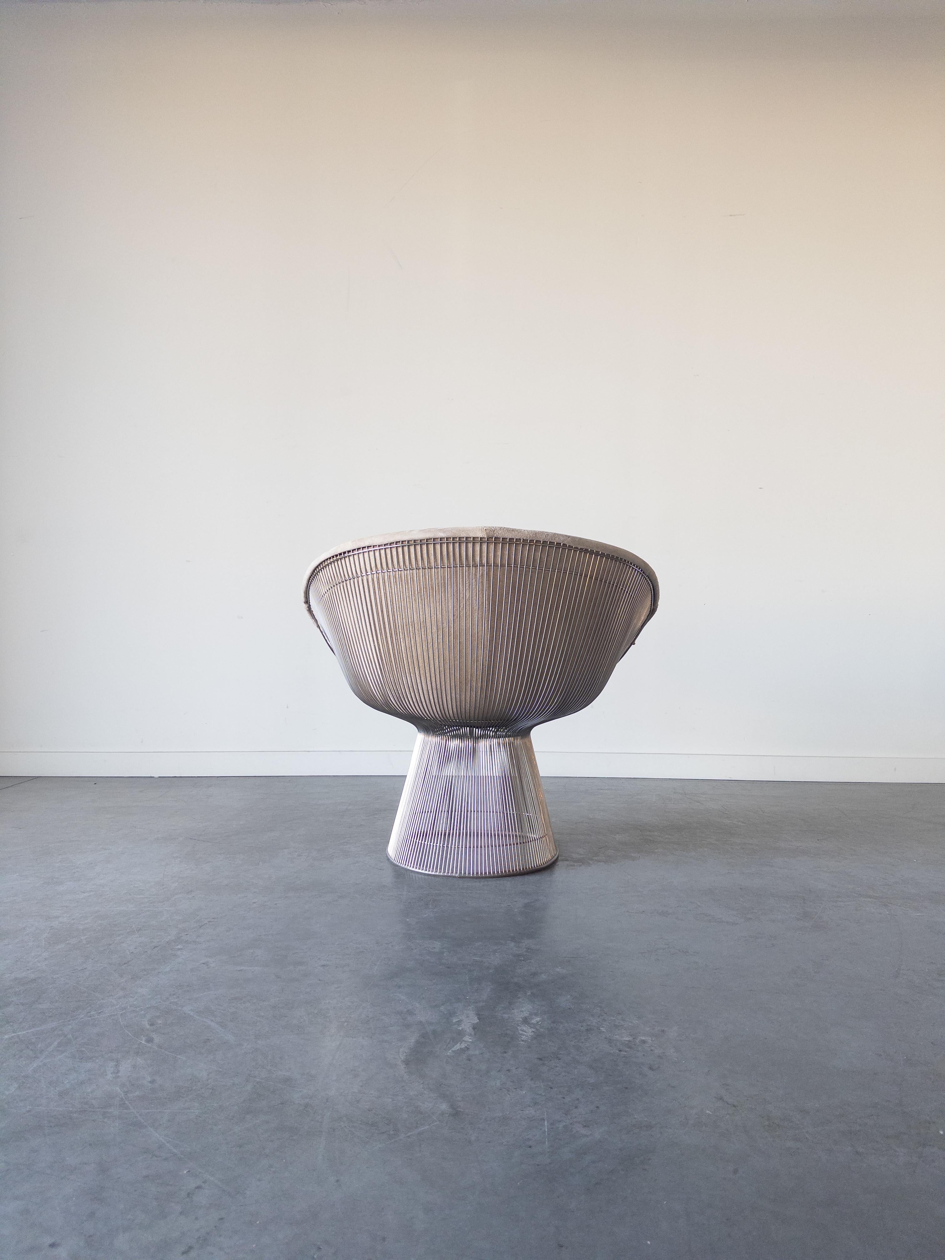 Suede Warren Platner Sudede Lounge Chair for Knoll International For Sale