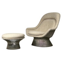 Used Warren Platner Throne Lounge chair and Ottoman 