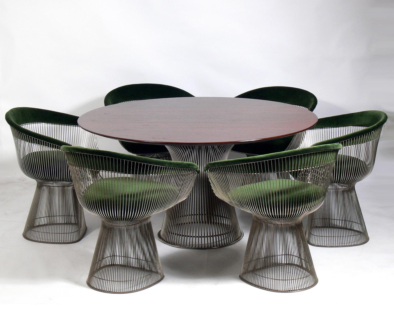 Plated Warren Platner Walnut and Chrome Dining Table
