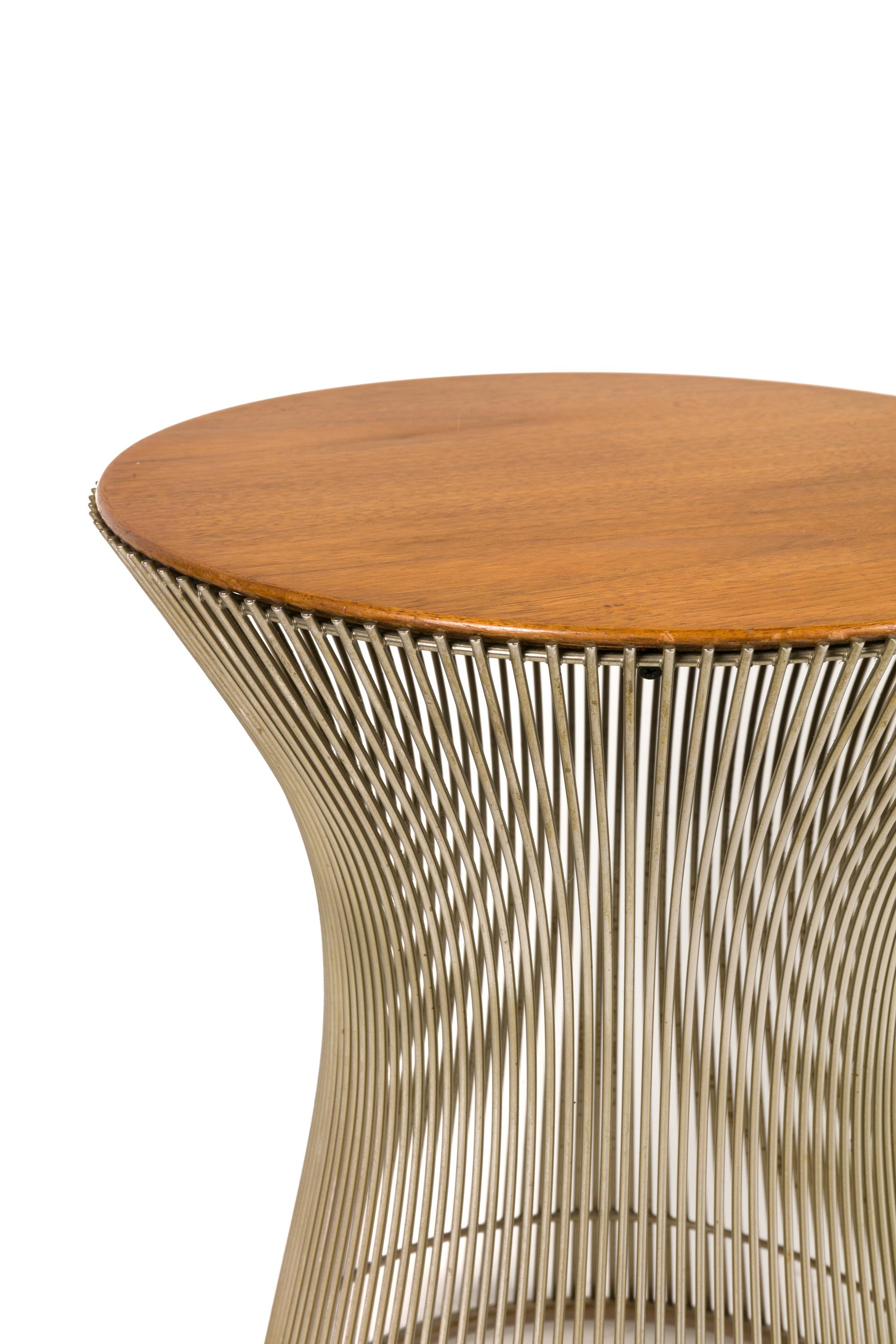 Mid-Century Modern Warren Platner Walnut and Chrome Side Table for Knoll, USA, 1970s
