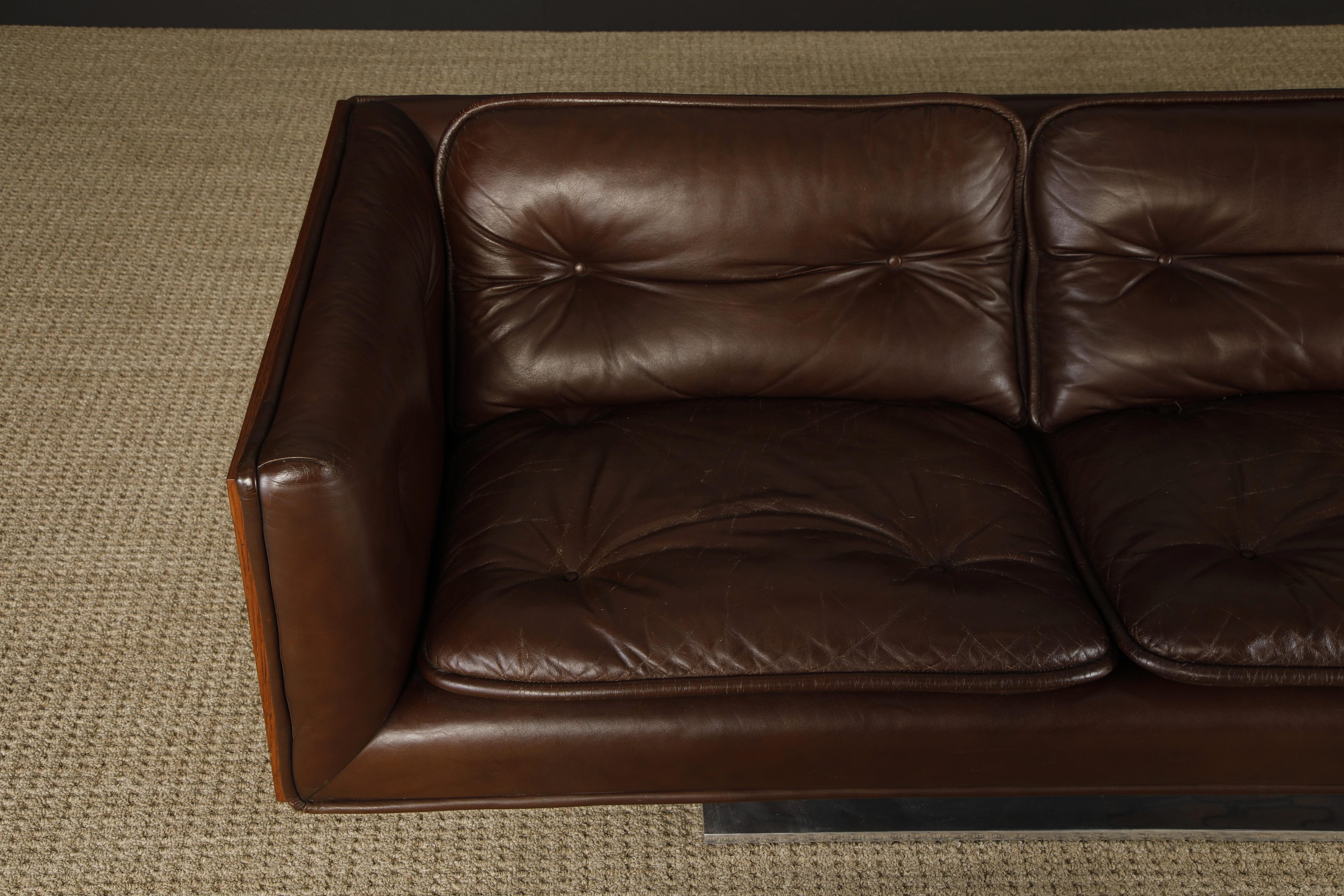 Warren Platner Canapé en noyer et cuir à caisse flottante pour Lehigh Leopold, c. 1970 en vente 4