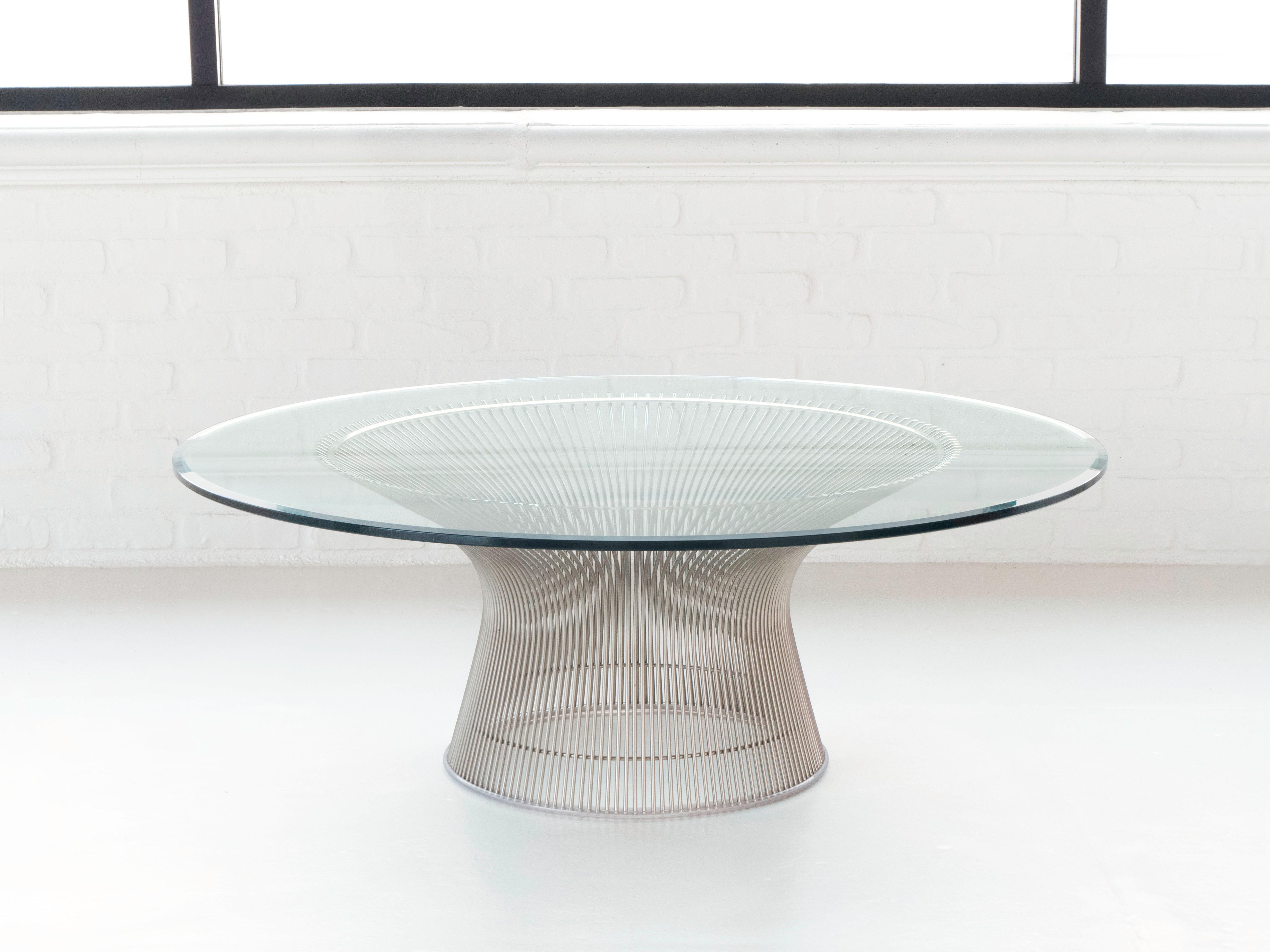 Warren Platner Wire Frame Beveled Glass Top Coffee Table for Knoll, 1960's 1