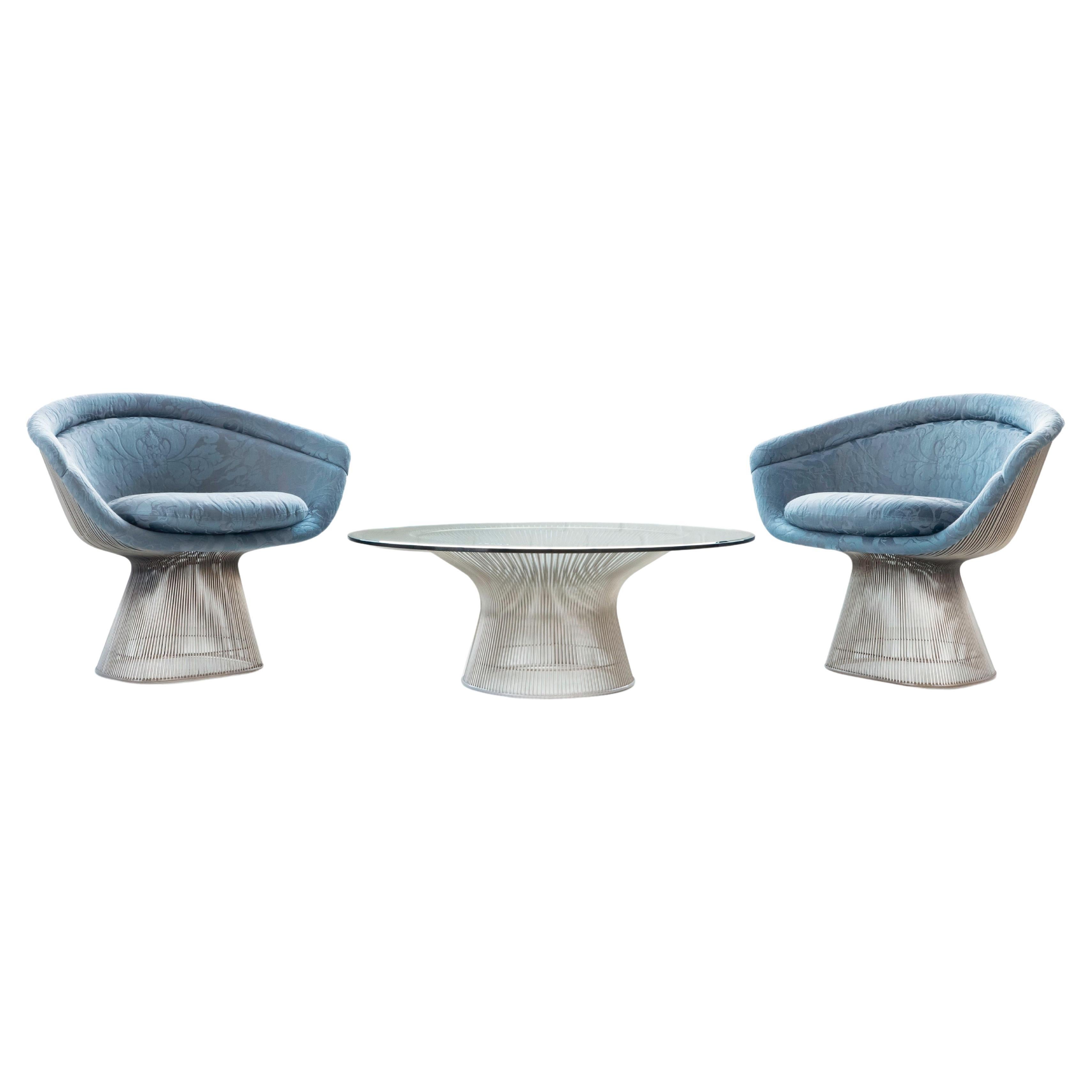 Warren Platner Wire Frame Lounge Chairs and Matching Coffee Table for Knoll