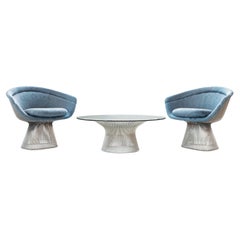 Warren Platner Wire Frame Lounge Chairs and Matching Coffee Table for Knoll