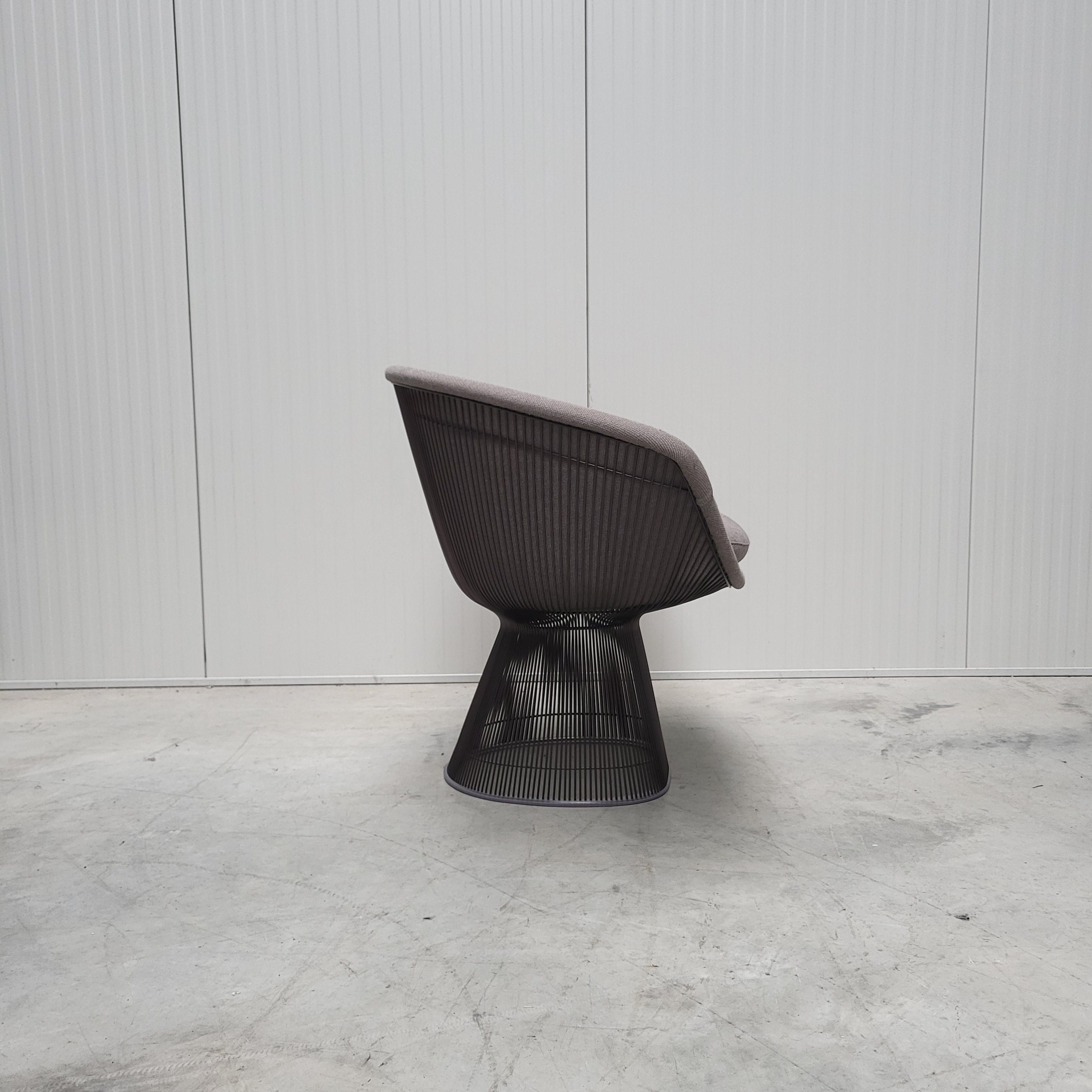 Warren Platner Wire Lounge Chair for Knoll Grey Velvet, 2000s In Good Condition In Aachen, NW