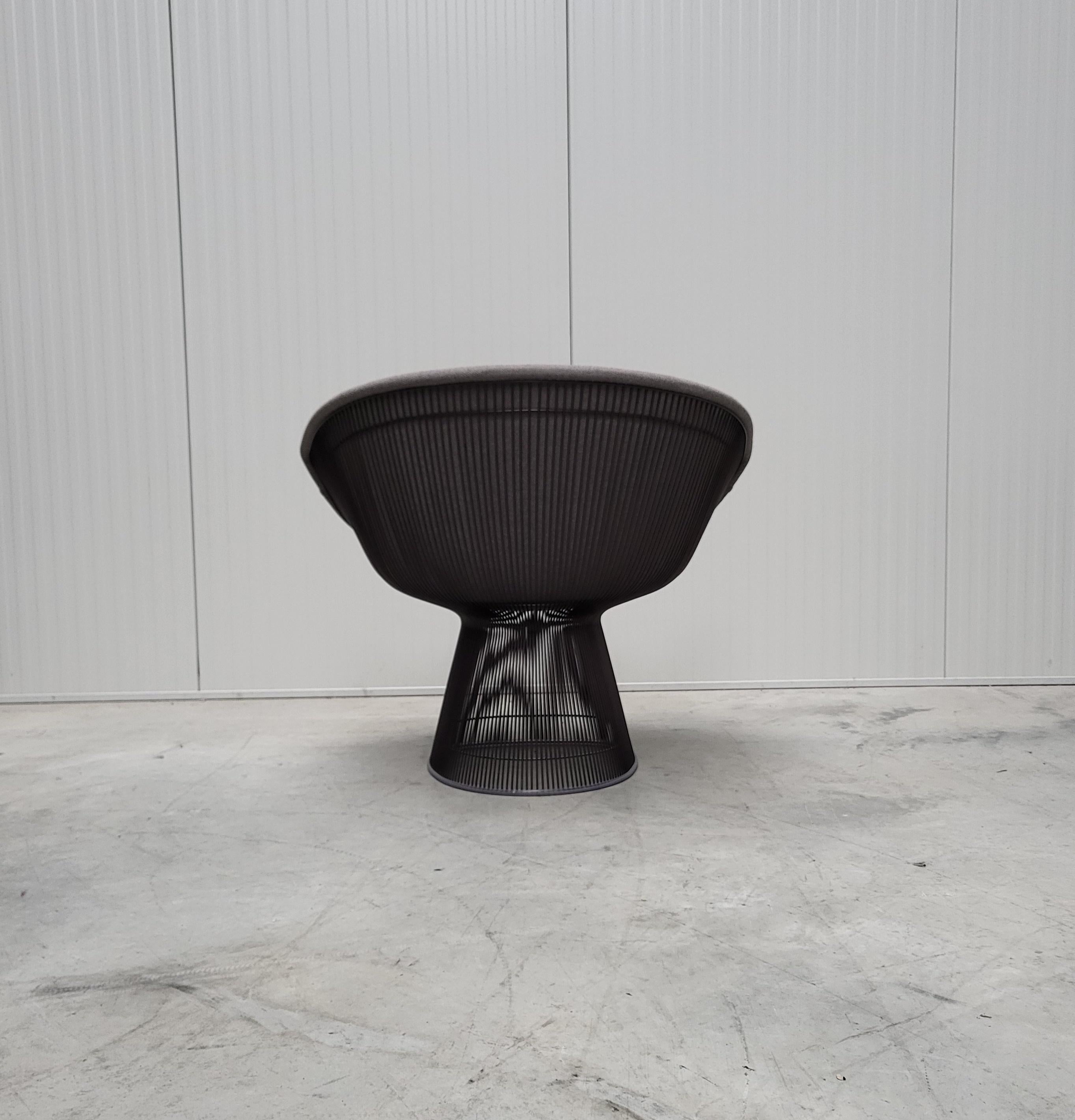 Warren Platner Wire Lounge Chair for Knoll Grey Velvet, 2000s 1