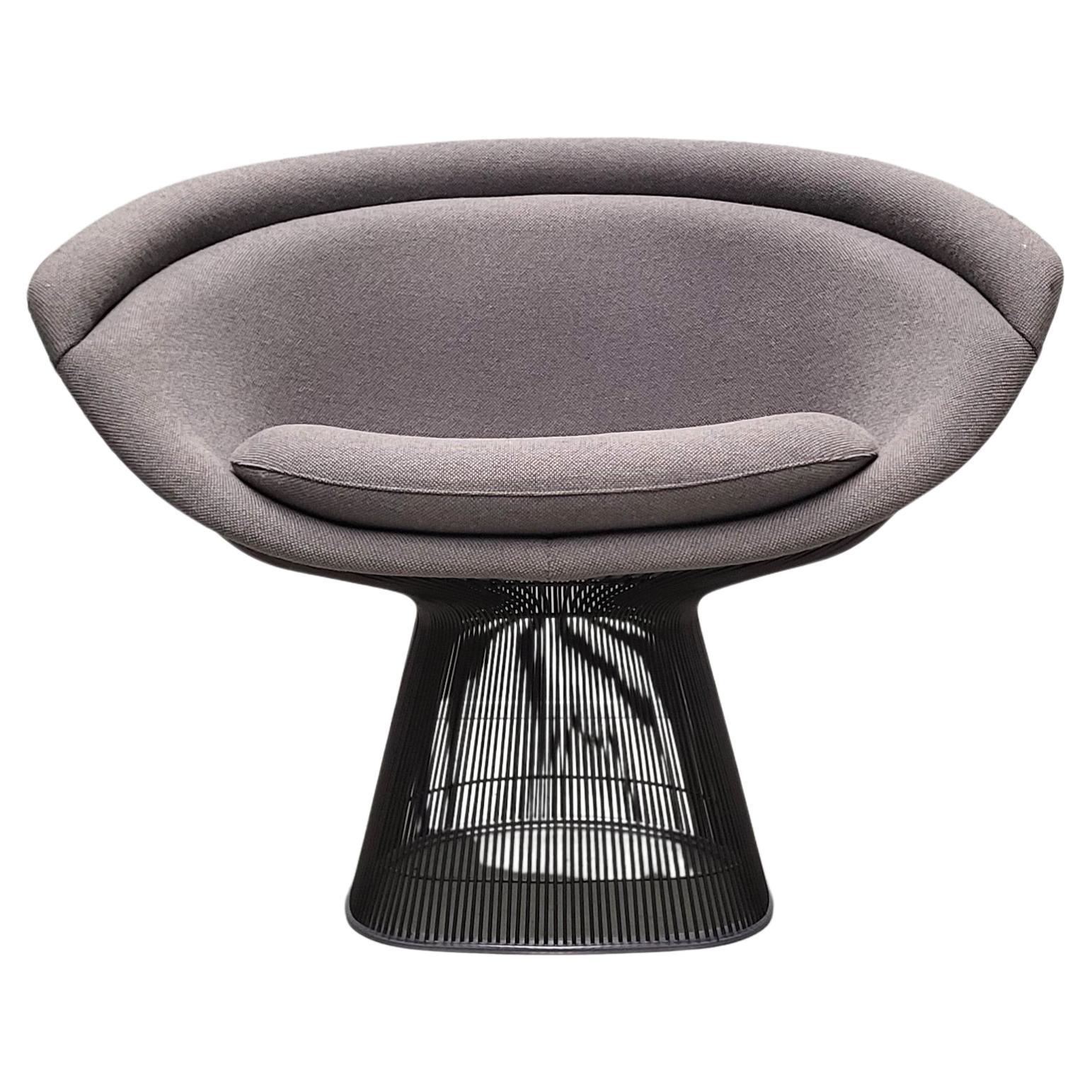 Warren Platner Wire Lounge Chair for Knoll Grey Velvet, 2000s