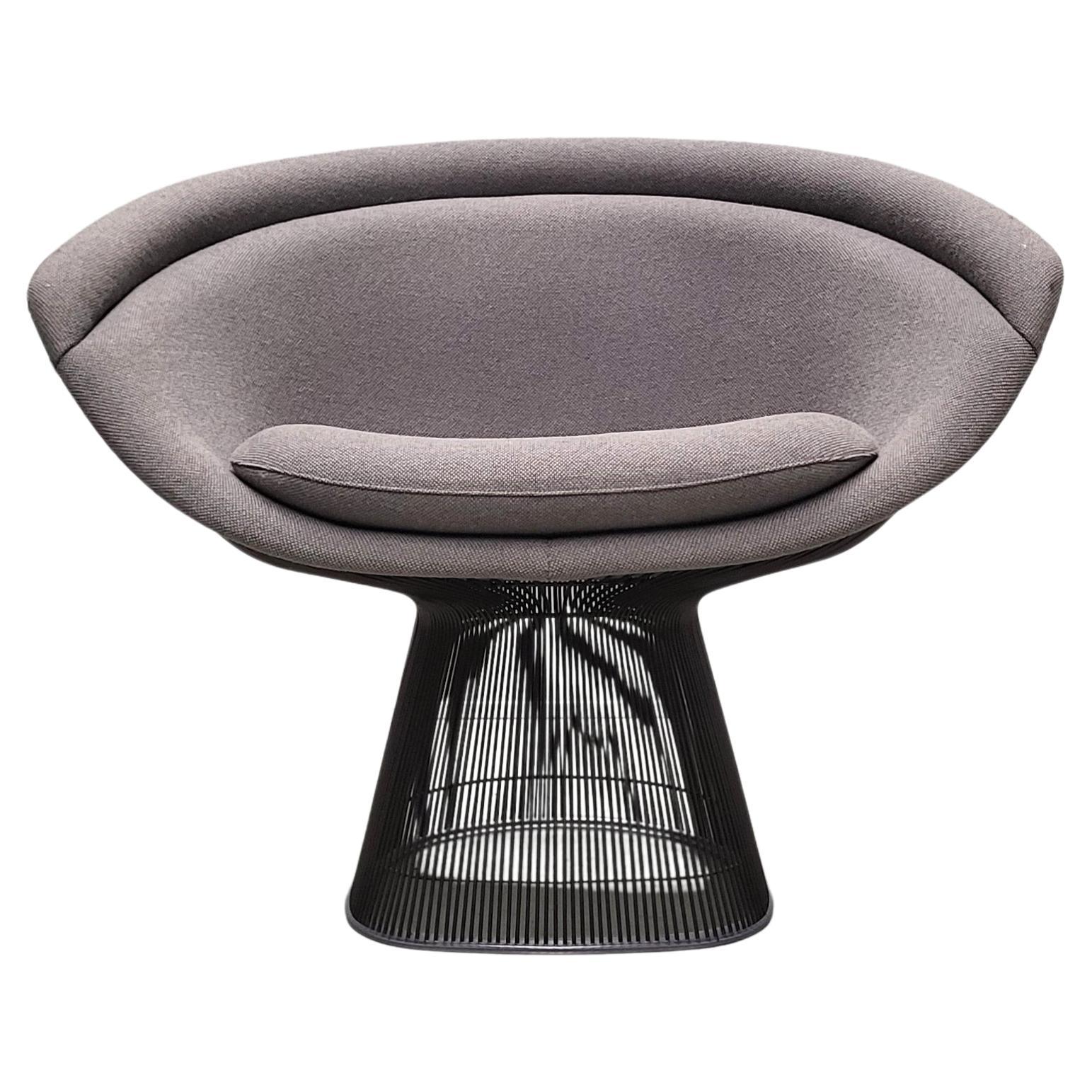 Warren Platner, Draht-Loungesessel für Knoll, grauer Samt, 2000er-Jahre