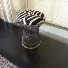 Warren Platner Wire Stools for Knoll with Zebra Skin Cushion Seat
