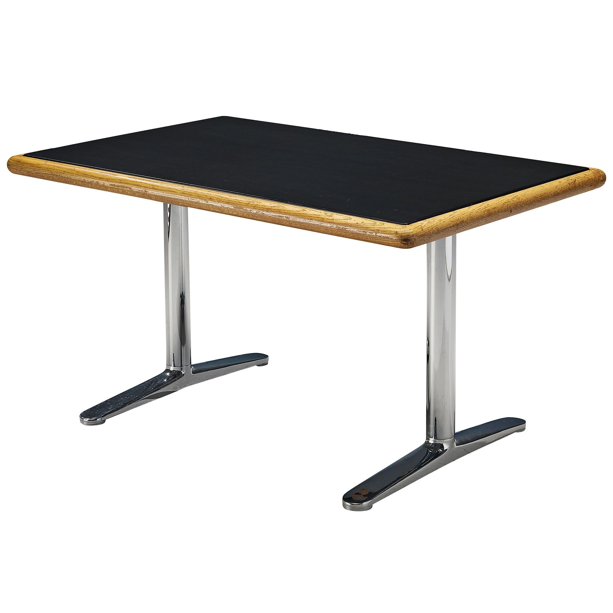 Warren Platner Writing Desk in Oak with Black Leather Top