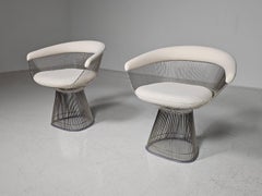 Warren Platners Stuhl aus cremefarbenem Stoff von Knoll International