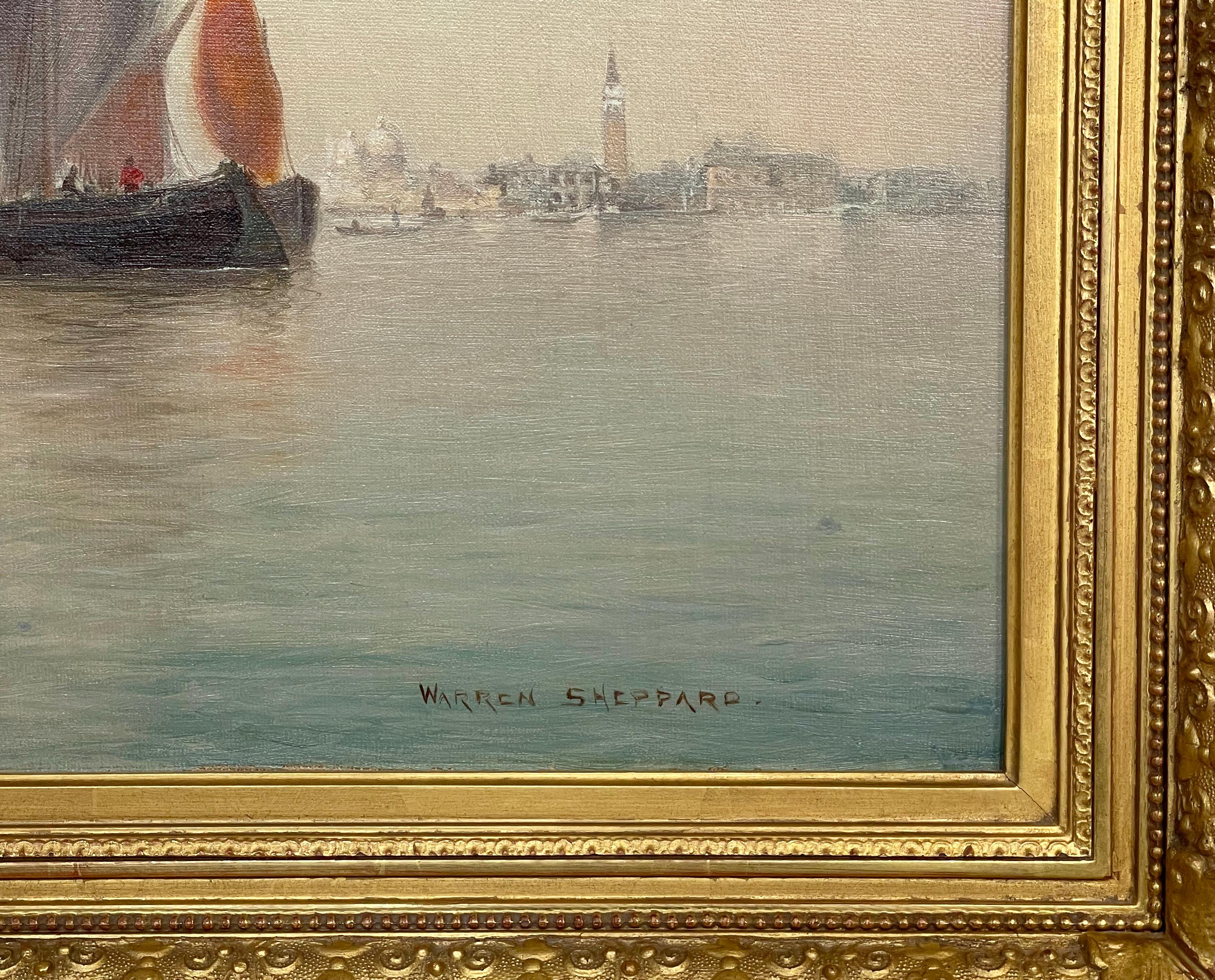 Grand Canal, Venice - Brown Landscape Painting by Warren W. Sheppard