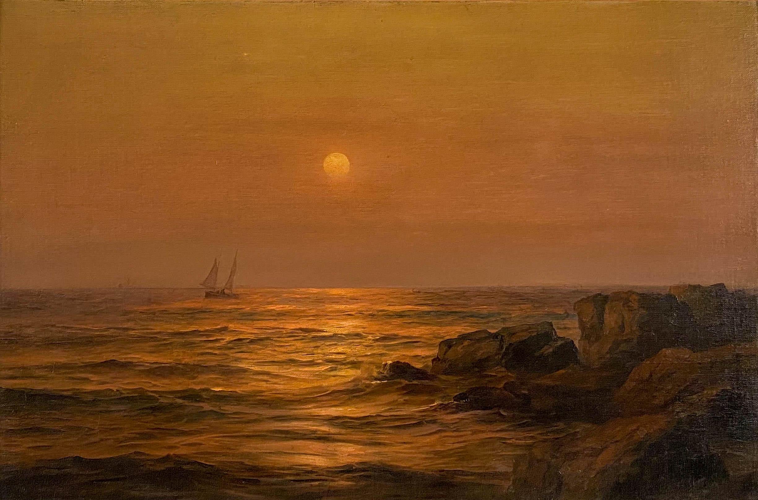 Ship at Sunset - Painting by Warren W. Sheppard