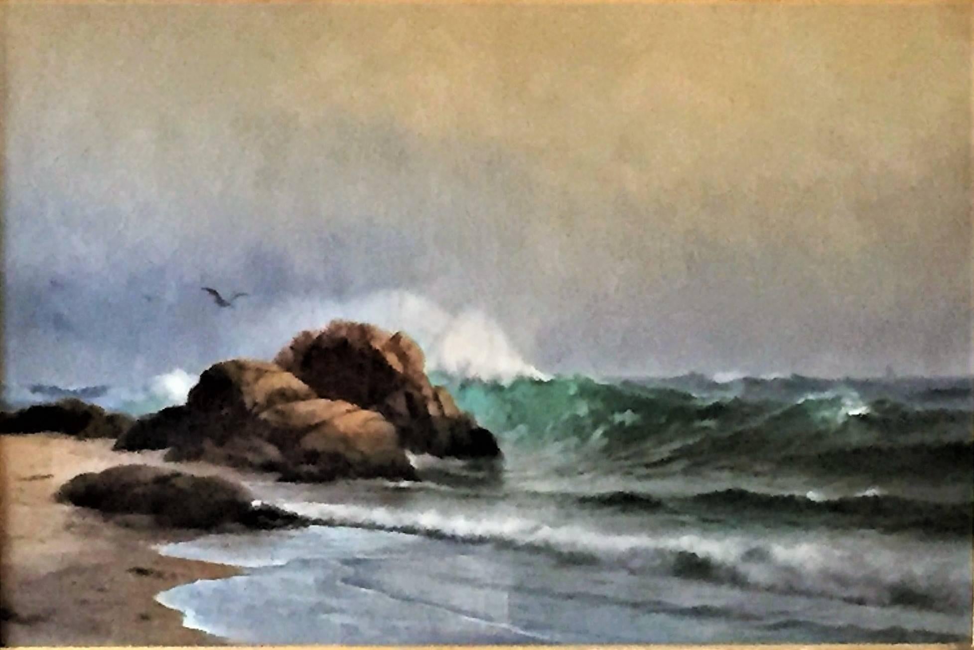 The Surf à Newport - Painting de Warren W. Sheppard