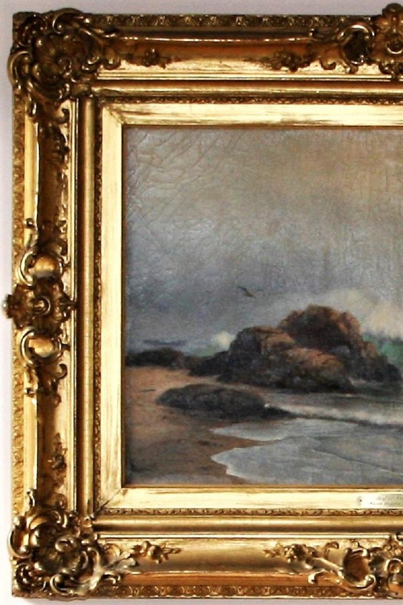 The Surf à Newport - Modernisme américain Painting par Warren W. Sheppard