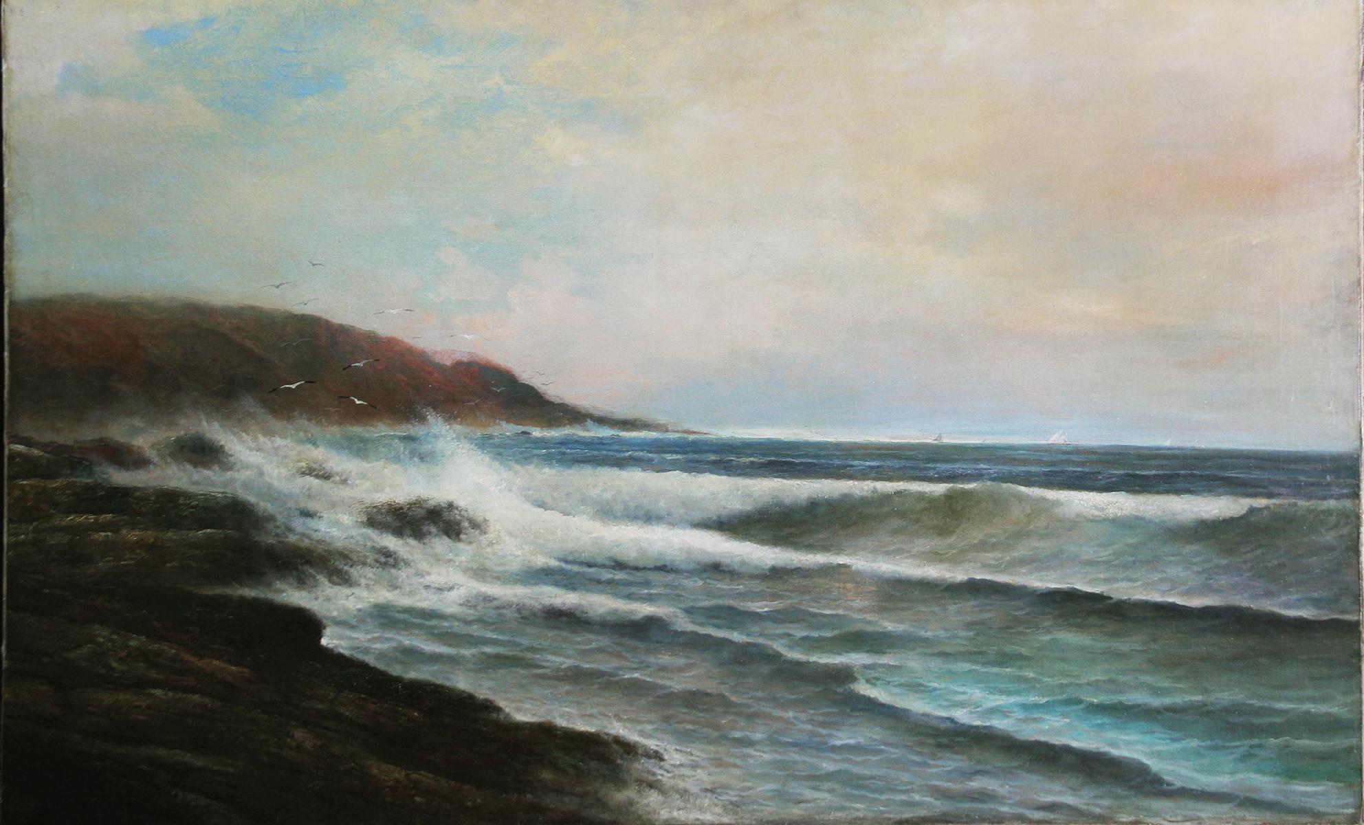 Warren W. Sheppard, Breakers Along the Rocky Shore, Nantasket Beach, MA, ca 1885 For Sale 1