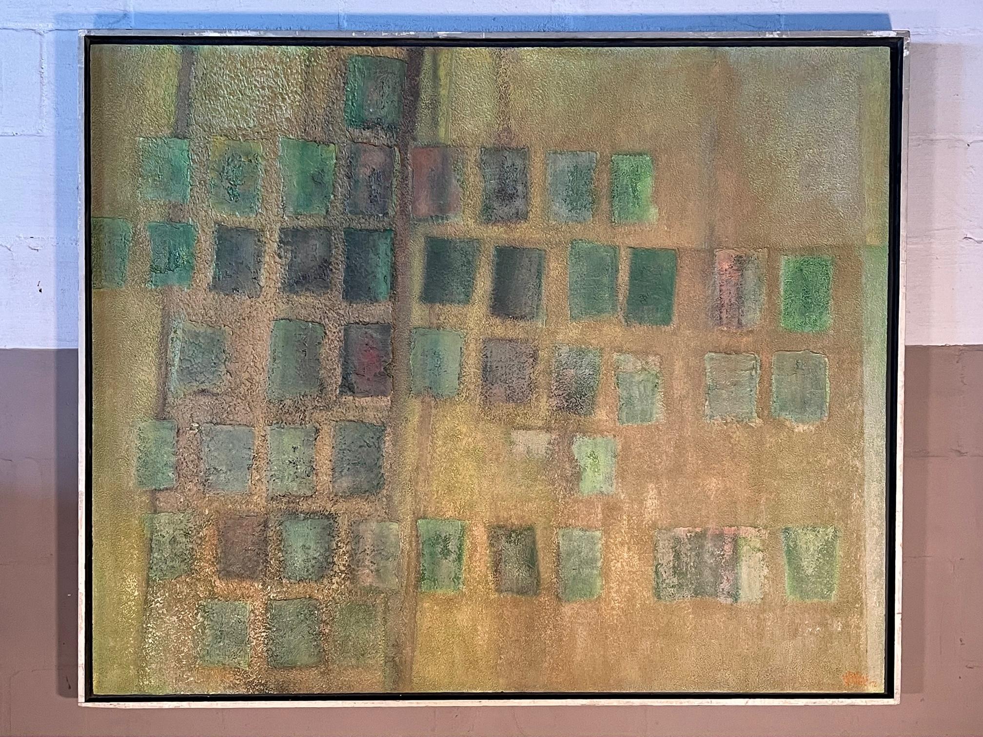 Mid-Century Modern Warren Wolf Abstract Painting ca' 1972 For Sale