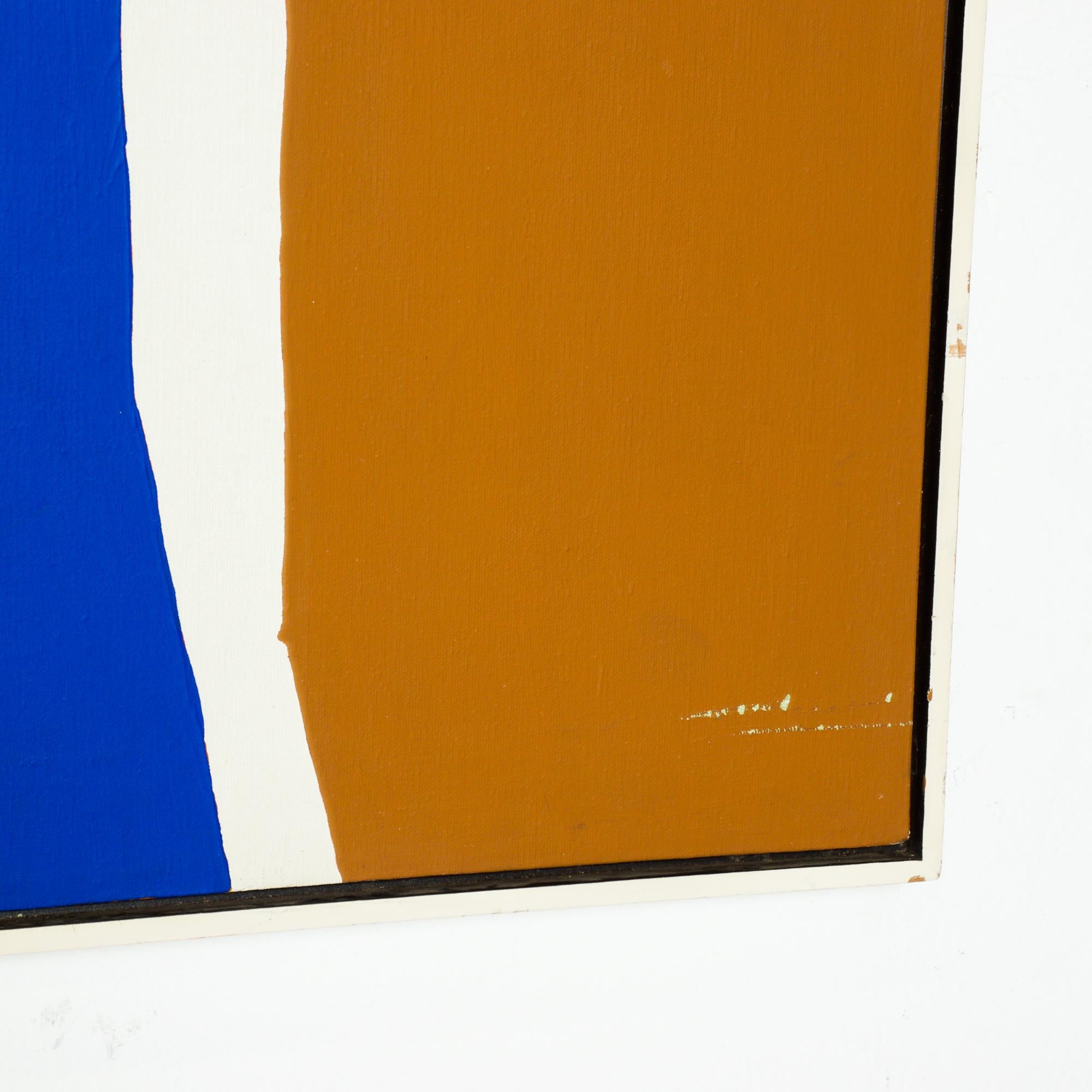 American Warren Woodward Modernist Abstract Serigraph Canvas Color Block Cubism Art 1970s