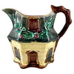 Warrilow and Cope, 19th C. English Staffordshire Majolica Country Cottage Jug