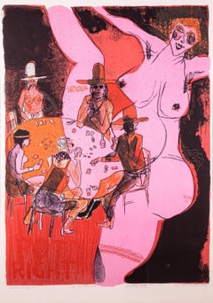 Warrington Colescott A Wild West Dodge City Signed Lithograph on Paper Editions