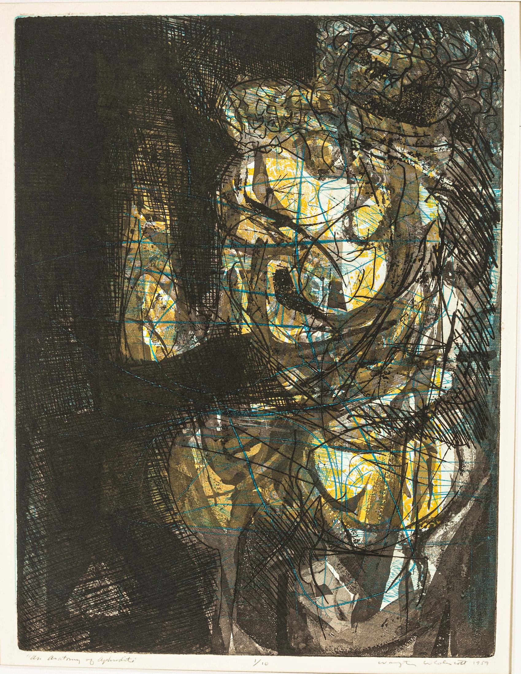 Abstract Print de Warrington Colescott - Aguafuerte expresionista abstracto afroamericano "Anatomía de Afrodita"