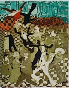 "At The Ball," Original Color Etching signed by Warrington Colescott
