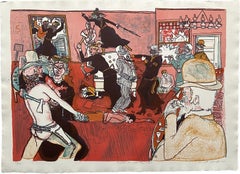 Fracas at Calamity's Place 1969 Litografia firmata in edizione limitata
