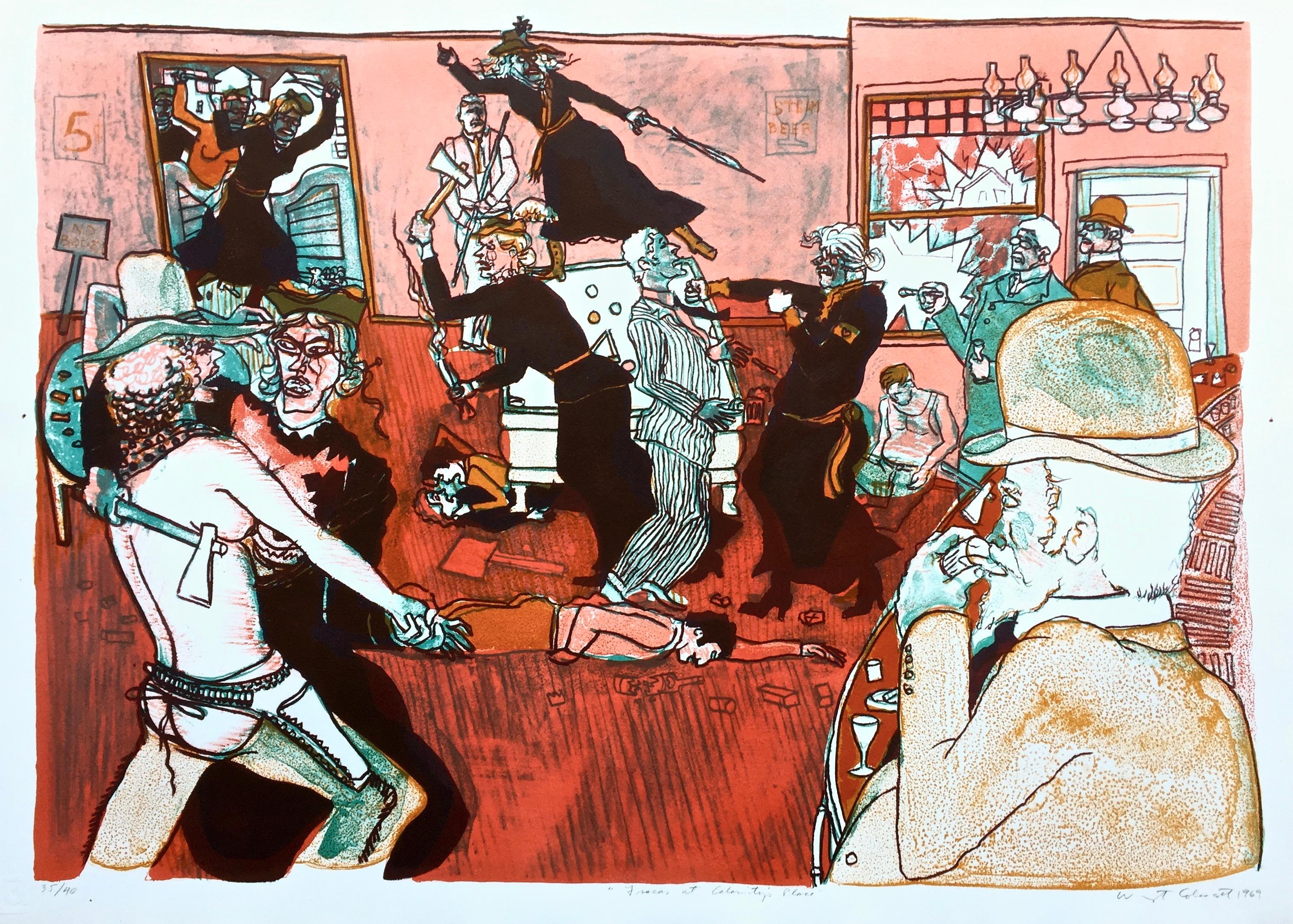 Fracas at Calamity's Place, Warrington Colescott For Sale 1