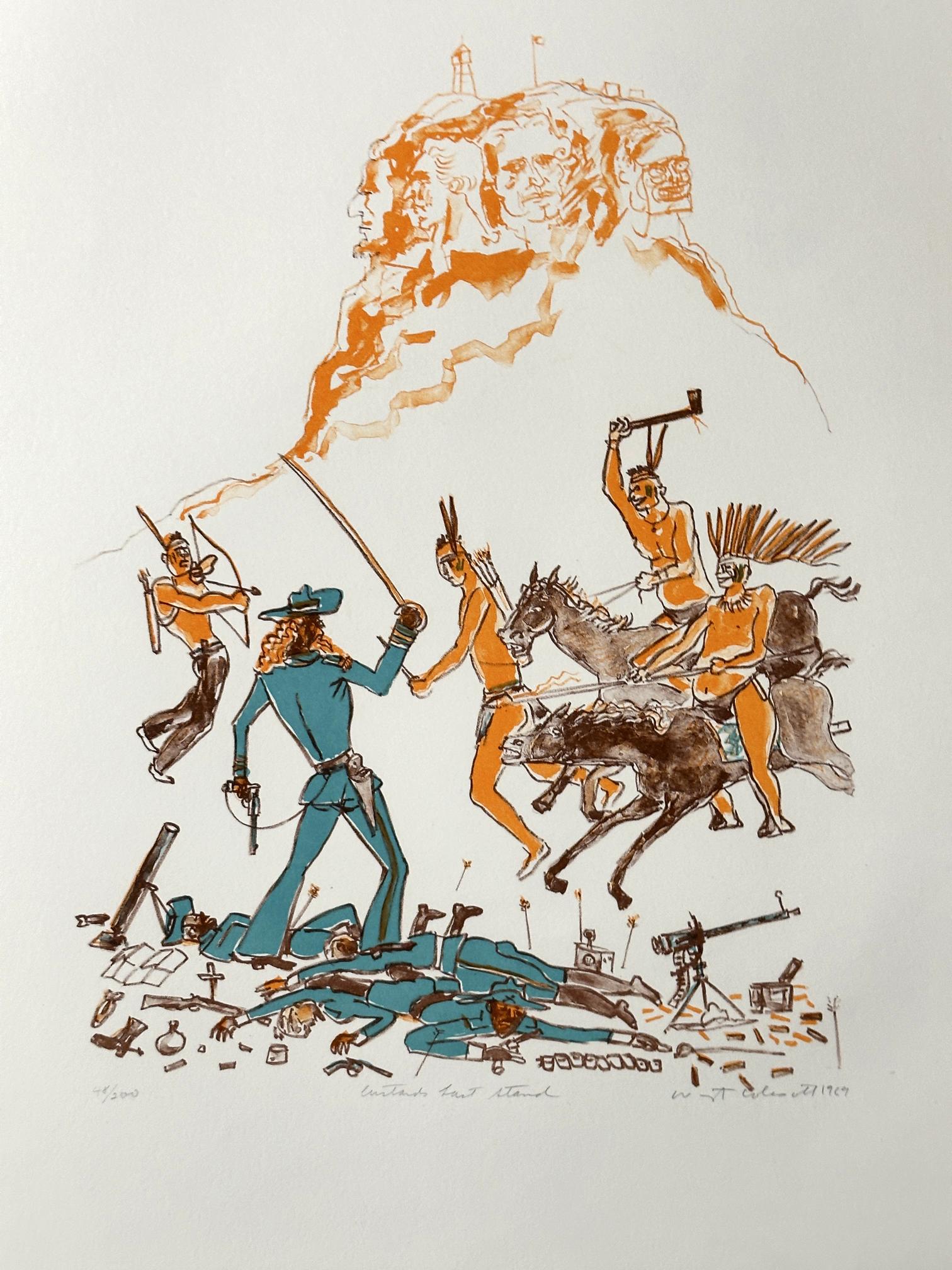 Warrington Colescott CUSTAR’S LAST STAND 1969 Signed Lithograph For Sale 2