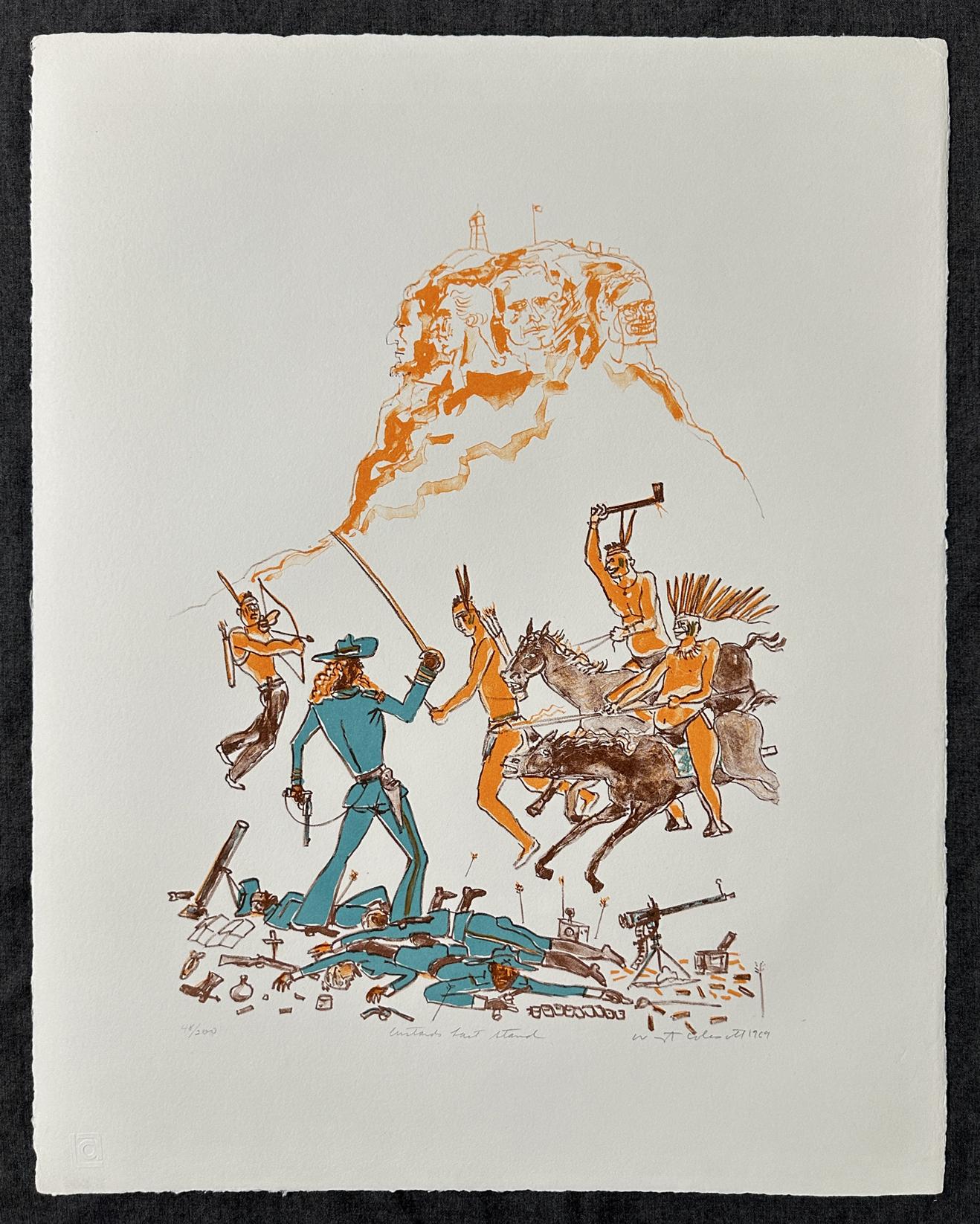 Warrington Colescott CUSTAR’S LAST STAND 1969 Signed Lithograph For Sale 5