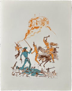 Warrington Colescott LA ÚLTIMA RESISTENCIA DE CUSTAR 1969 Litografía firmada