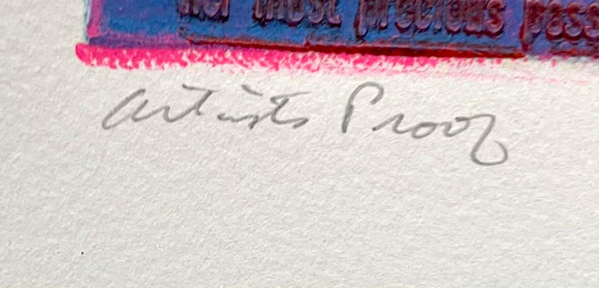 Warrington Colescott, Tu día en los tribunales gráfico en técnica mixta firmado Prueba de artista en venta 2