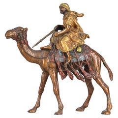 "Warrior Mounted on Camel" Cold Painted Vienna Bronze by Franz Bergman