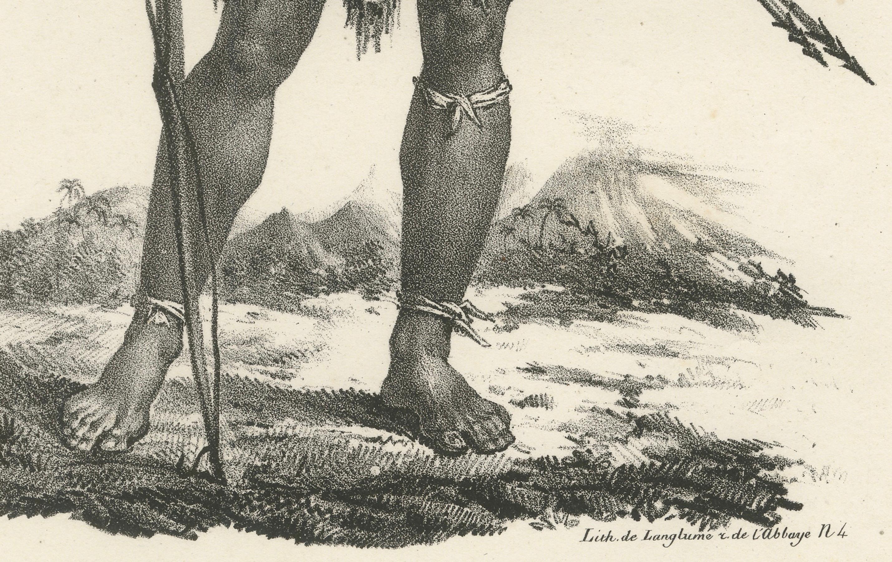 Warrior of Owhyhee (Hawaii) - Anthropophage im Kriegskostüm, Kupferstich von 1785 (Graviert) im Angebot