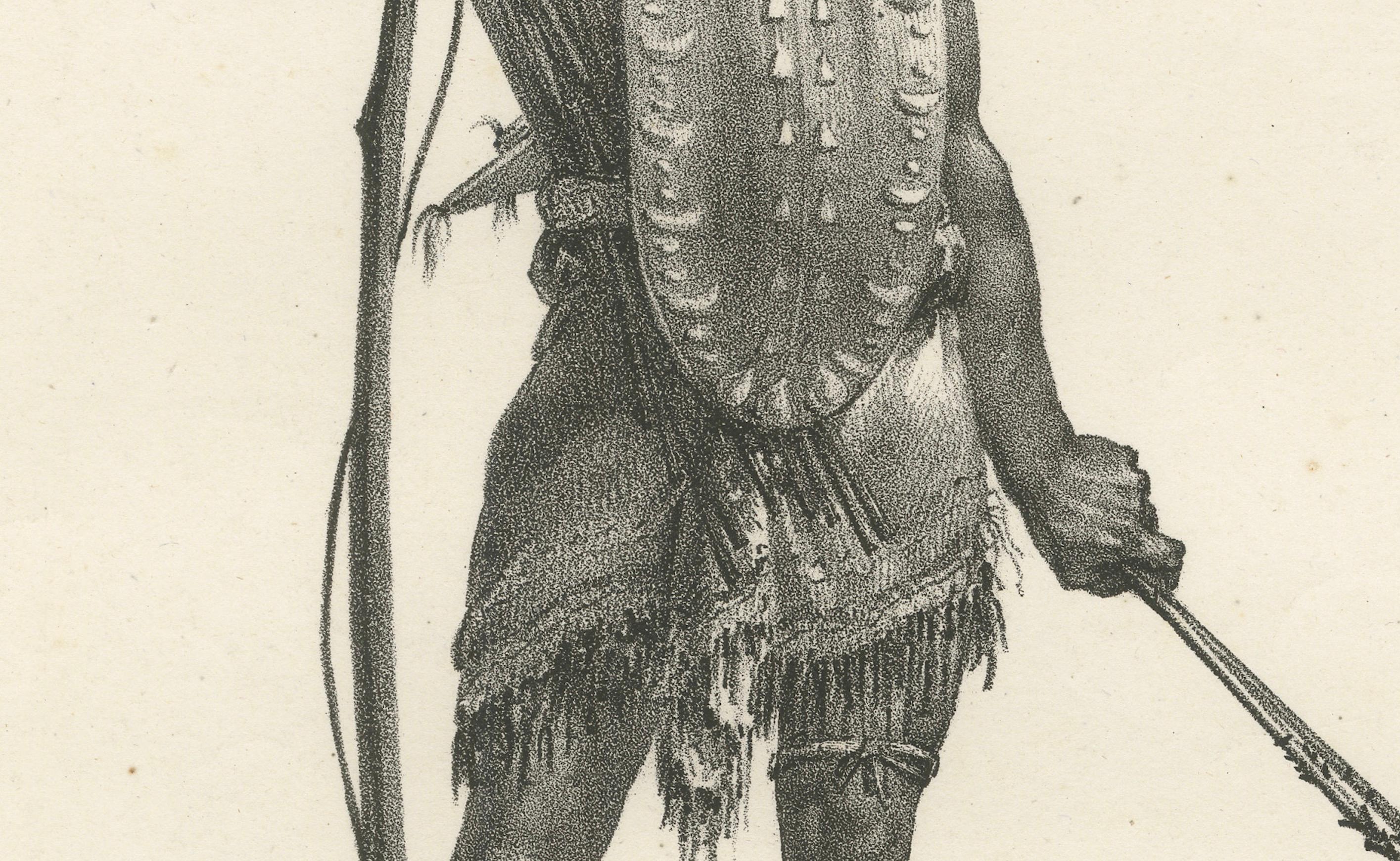 Warrior of Owhyhee (Hawaii) - Anthropophage im Kriegskostüm, Kupferstich von 1785 im Zustand „Gut“ im Angebot in Langweer, NL