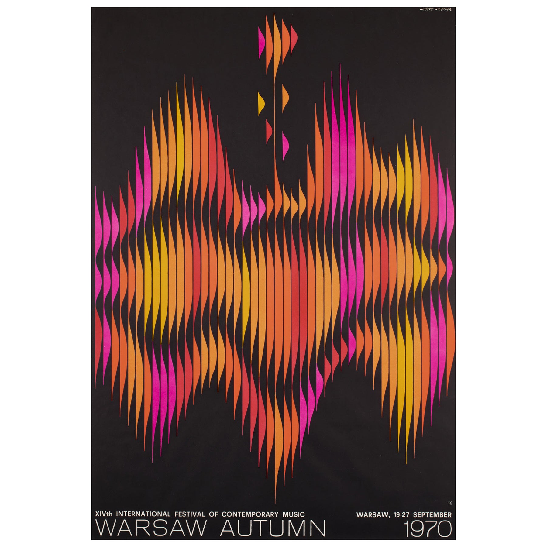 Warschau Herbst 1970 Polnisches B1 Musikfestival-Poster, Hubert Hilscher